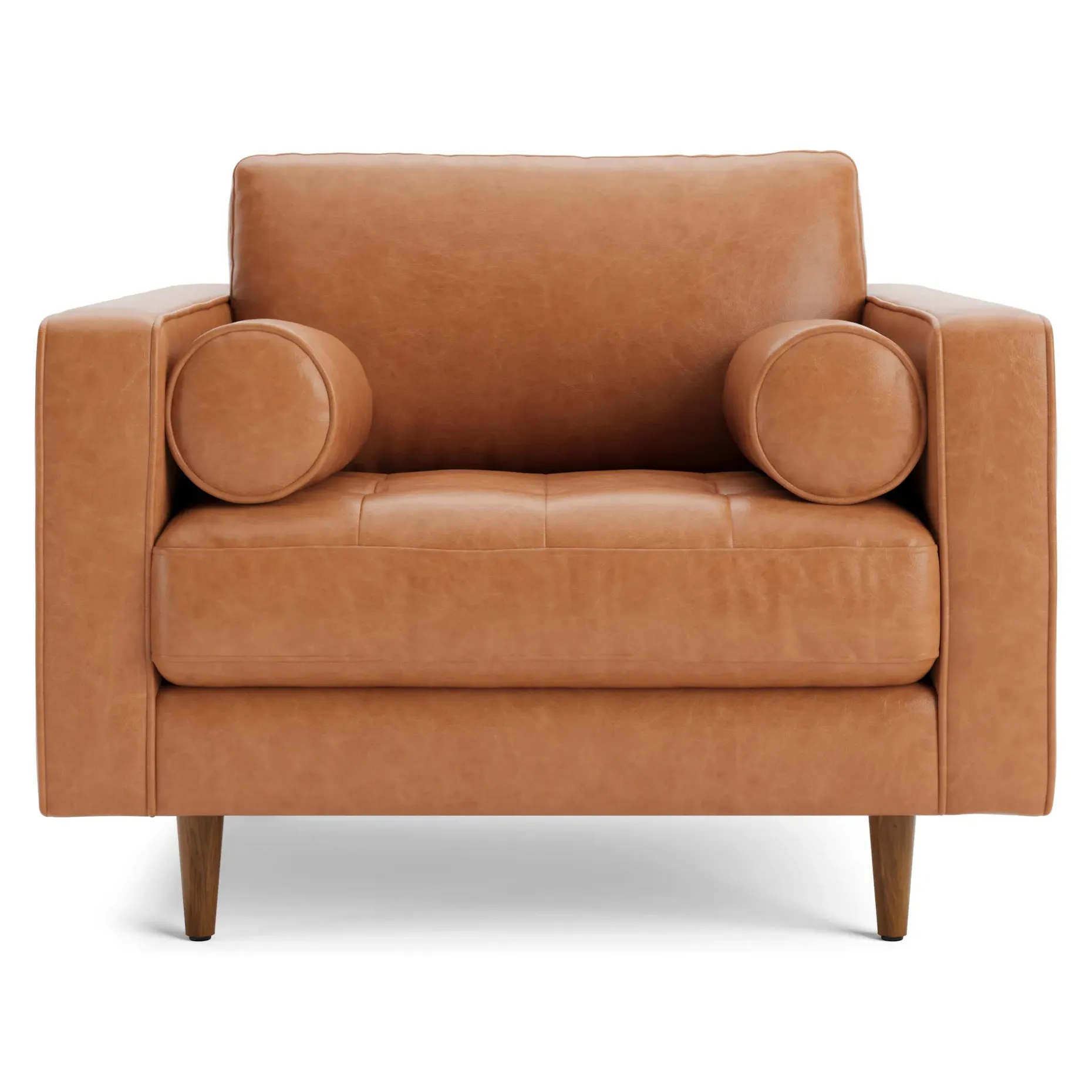 Sven 42" Tufted Leather Lounge Chair - Salerno Tan