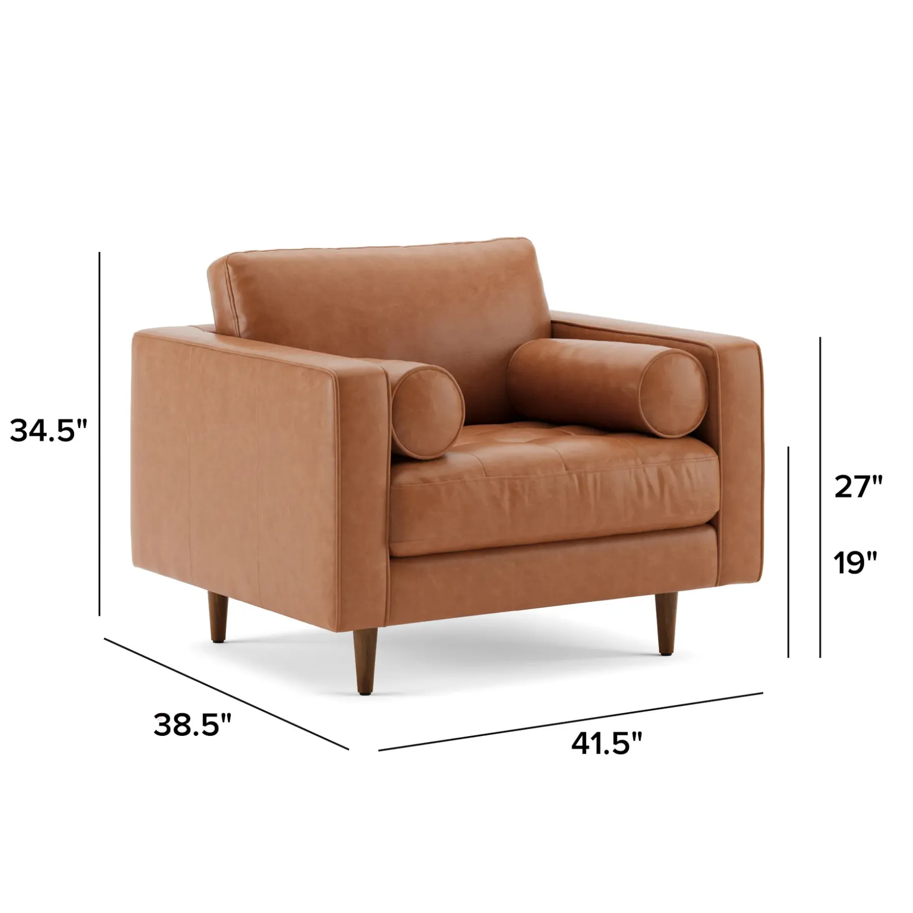 Sven 42" Tufted Leather Lounge Chair - Salerno Tan