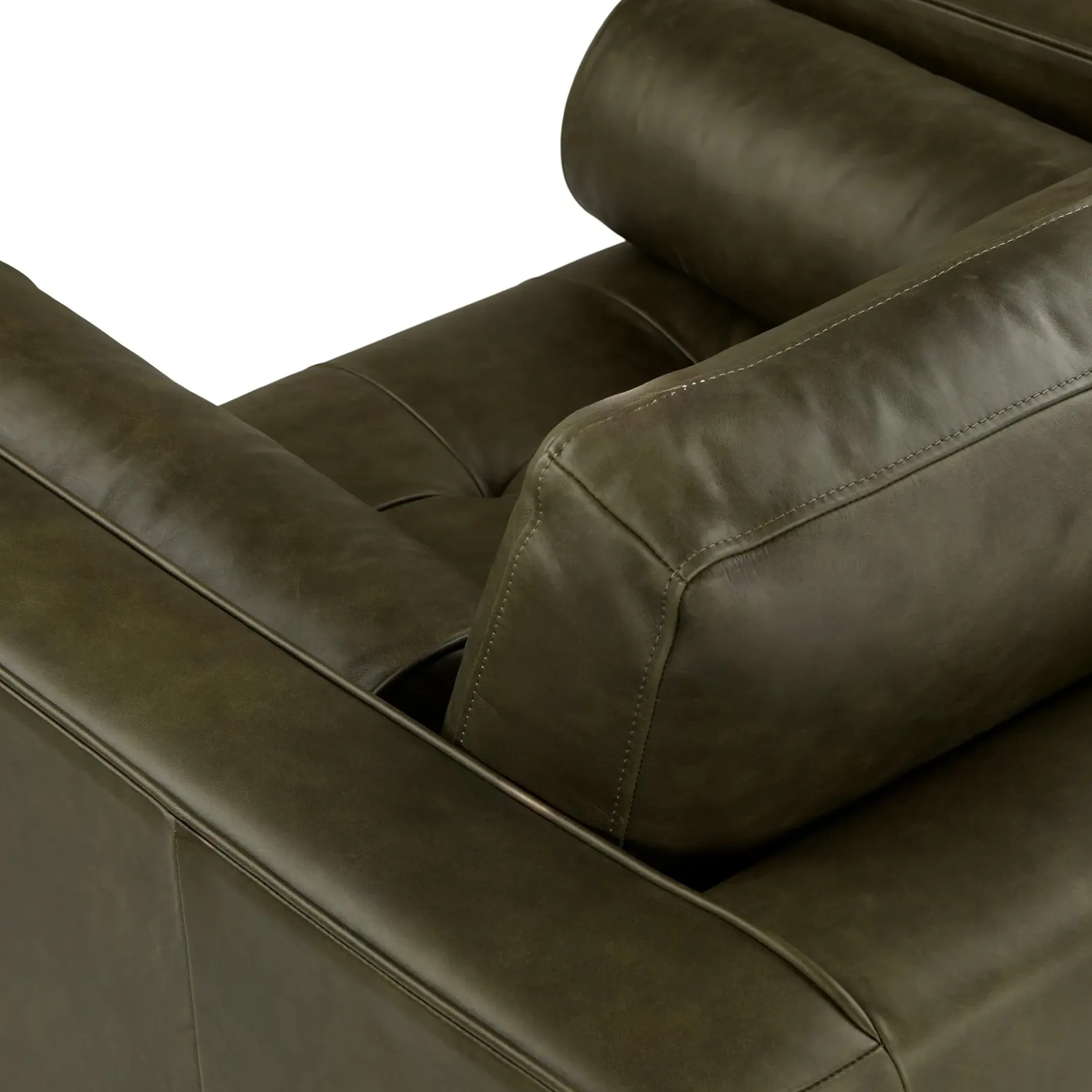Sven 42" Tufted Leather Lounge Chair - Charme Green