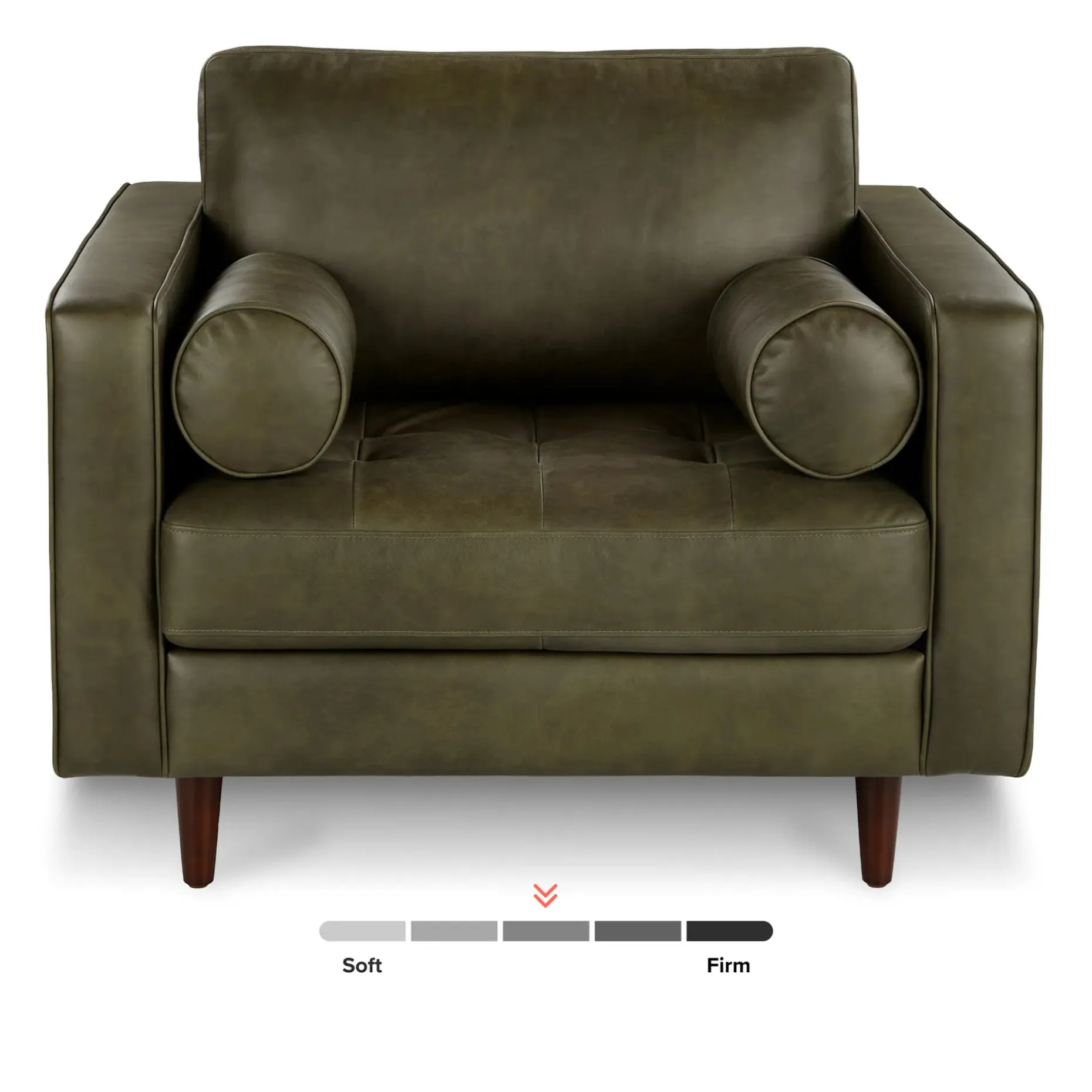 Sven 42" Tufted Leather Lounge Chair - Charme Green
