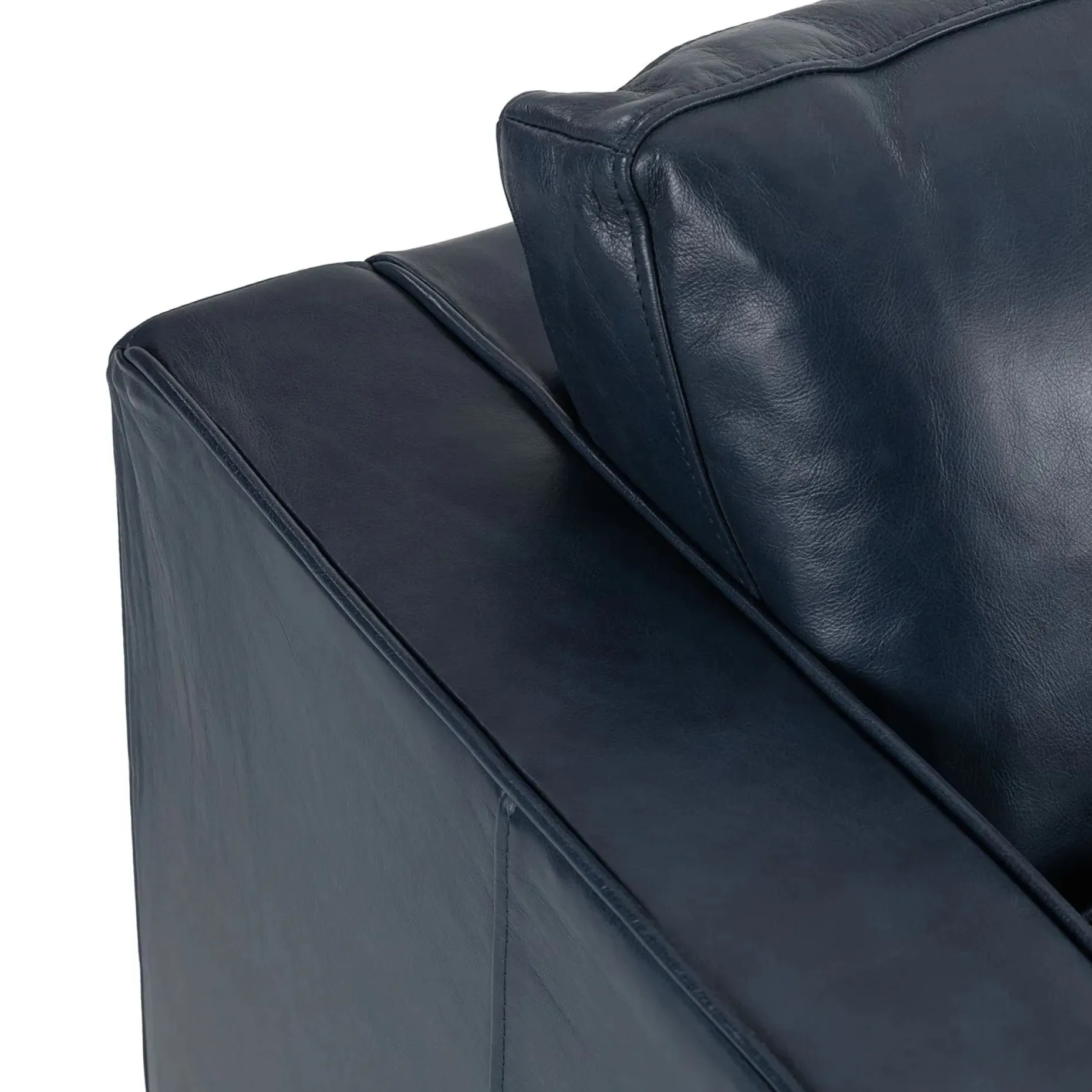 Sven 42" Tufted Leather Lounge Chair - Oxford Blue