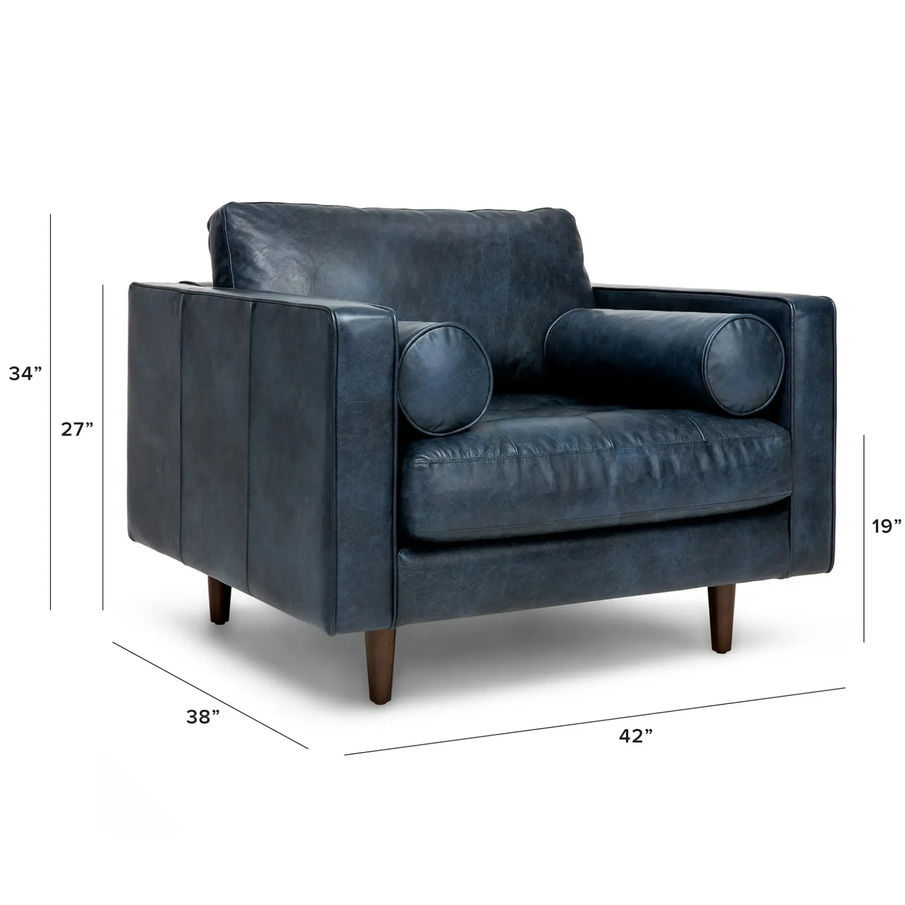 Sven 42" Tufted Leather Lounge Chair - Oxford Blue