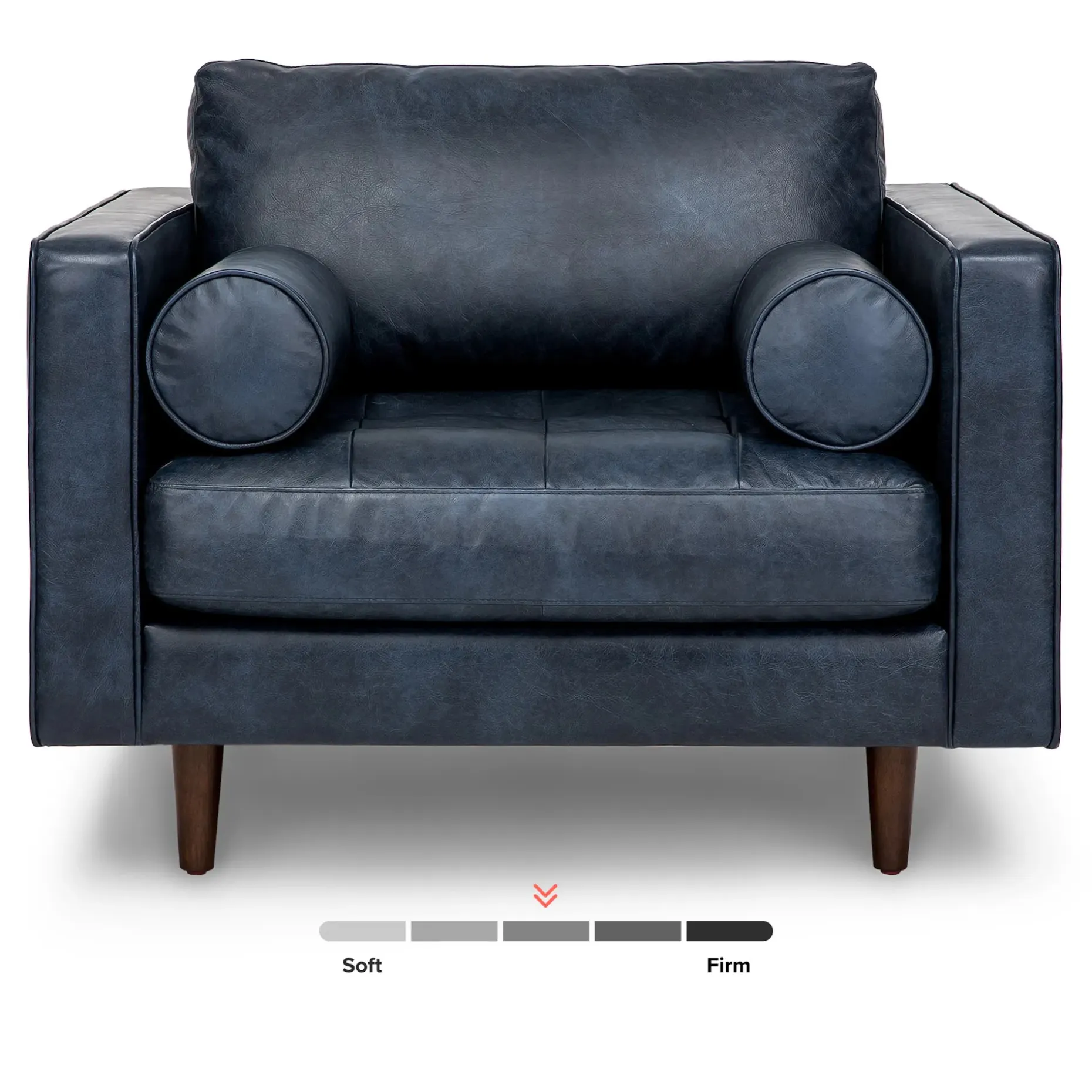 Sven 42" Tufted Leather Lounge Chair - Oxford Blue