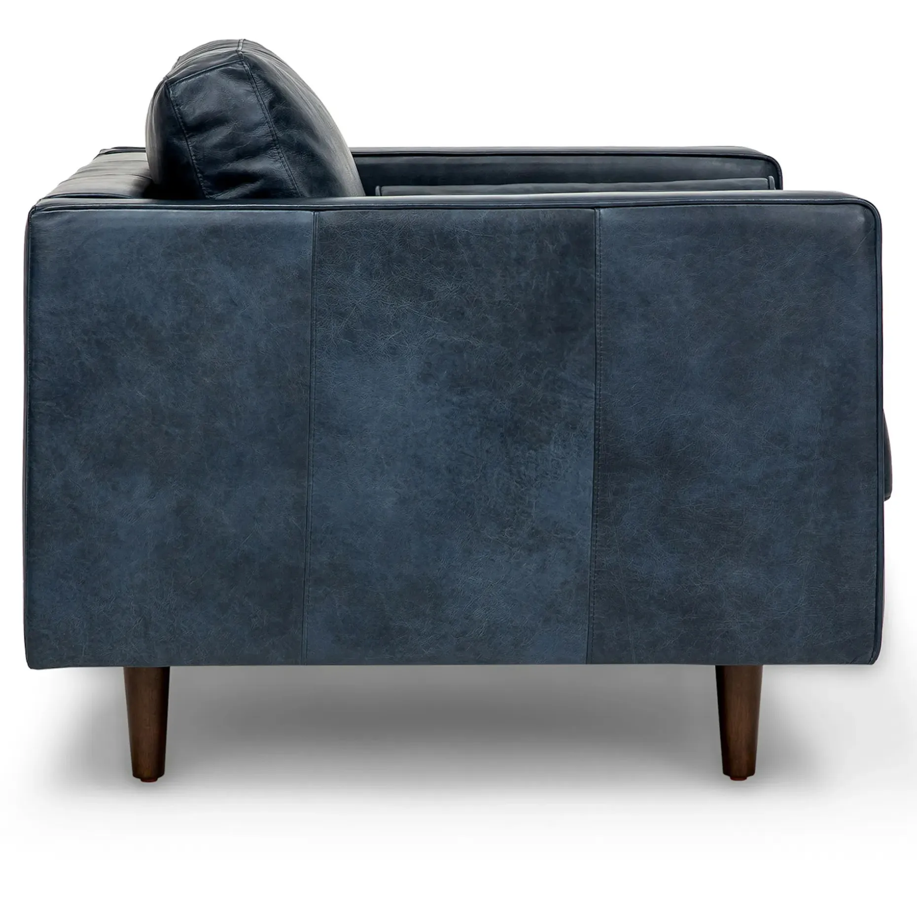 Sven 42" Tufted Leather Lounge Chair - Oxford Blue
