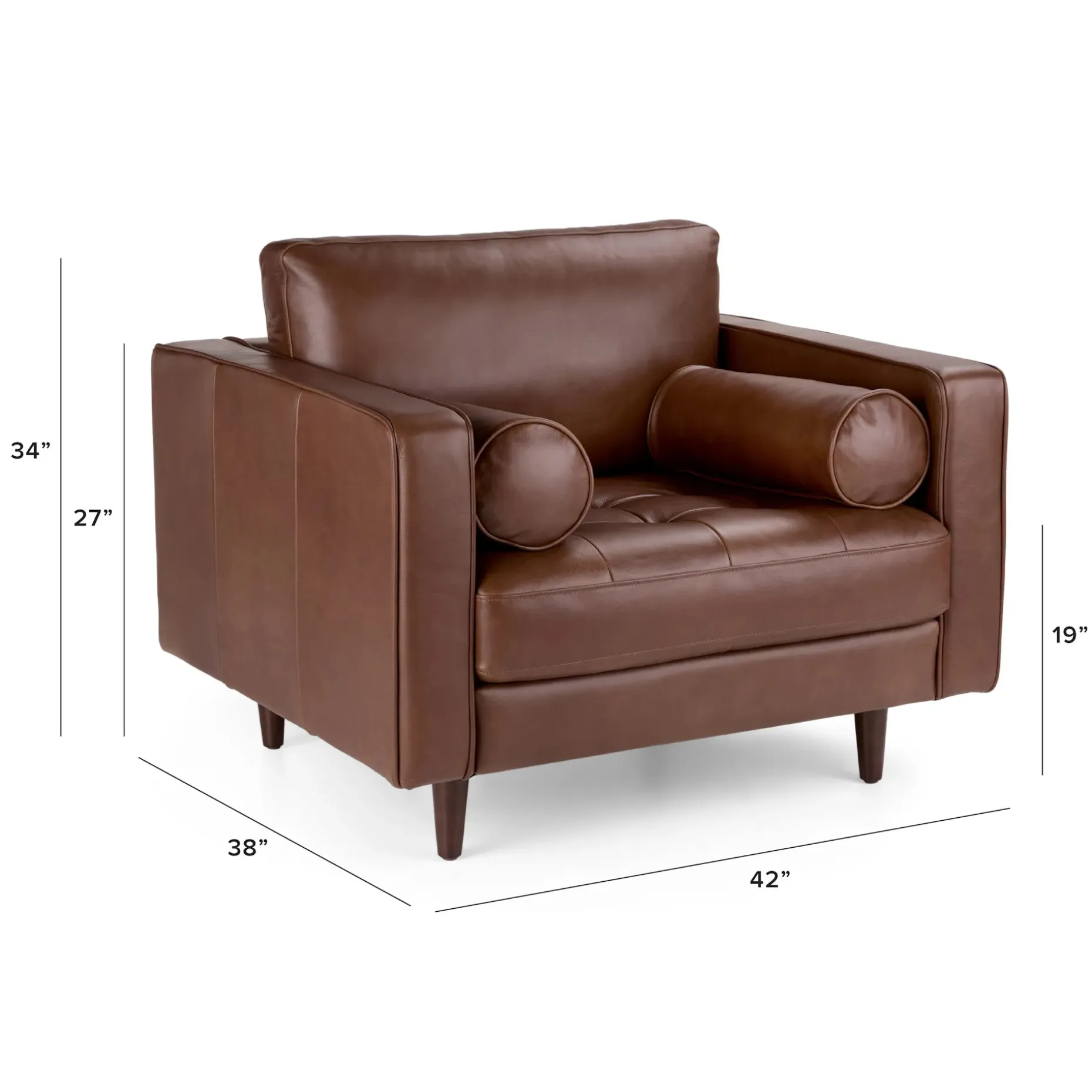 Sven 42" Tufted Leather Lounge Chair - Taos Brown