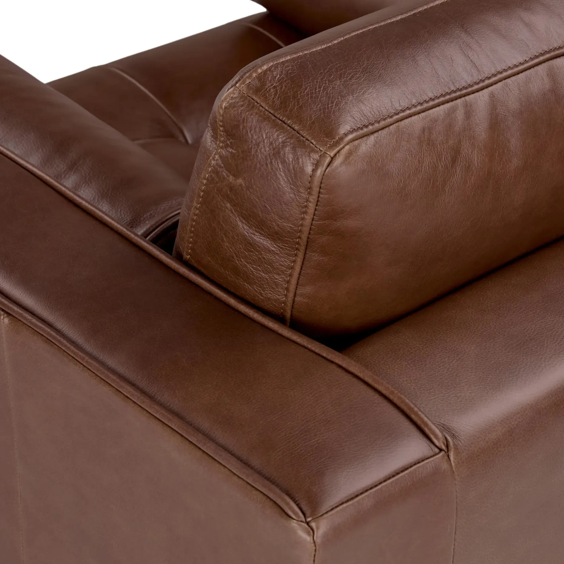 Sven 42" Tufted Leather Lounge Chair - Taos Brown