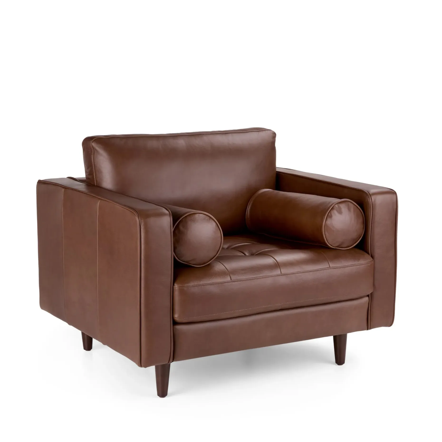 Sven 42" Tufted Leather Lounge Chair - Taos Brown