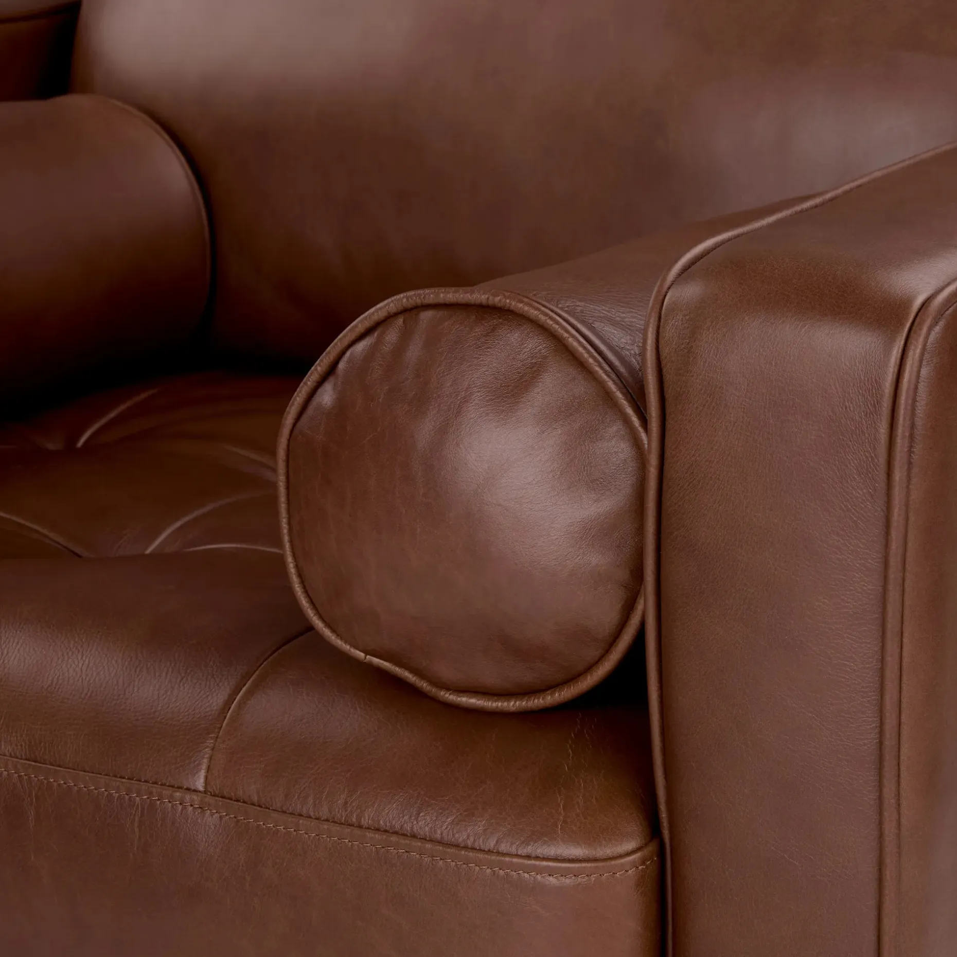 Sven 42" Tufted Leather Lounge Chair - Taos Brown