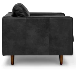 Sven 42" Tufted Leather Lounge Chair - Oxford Black