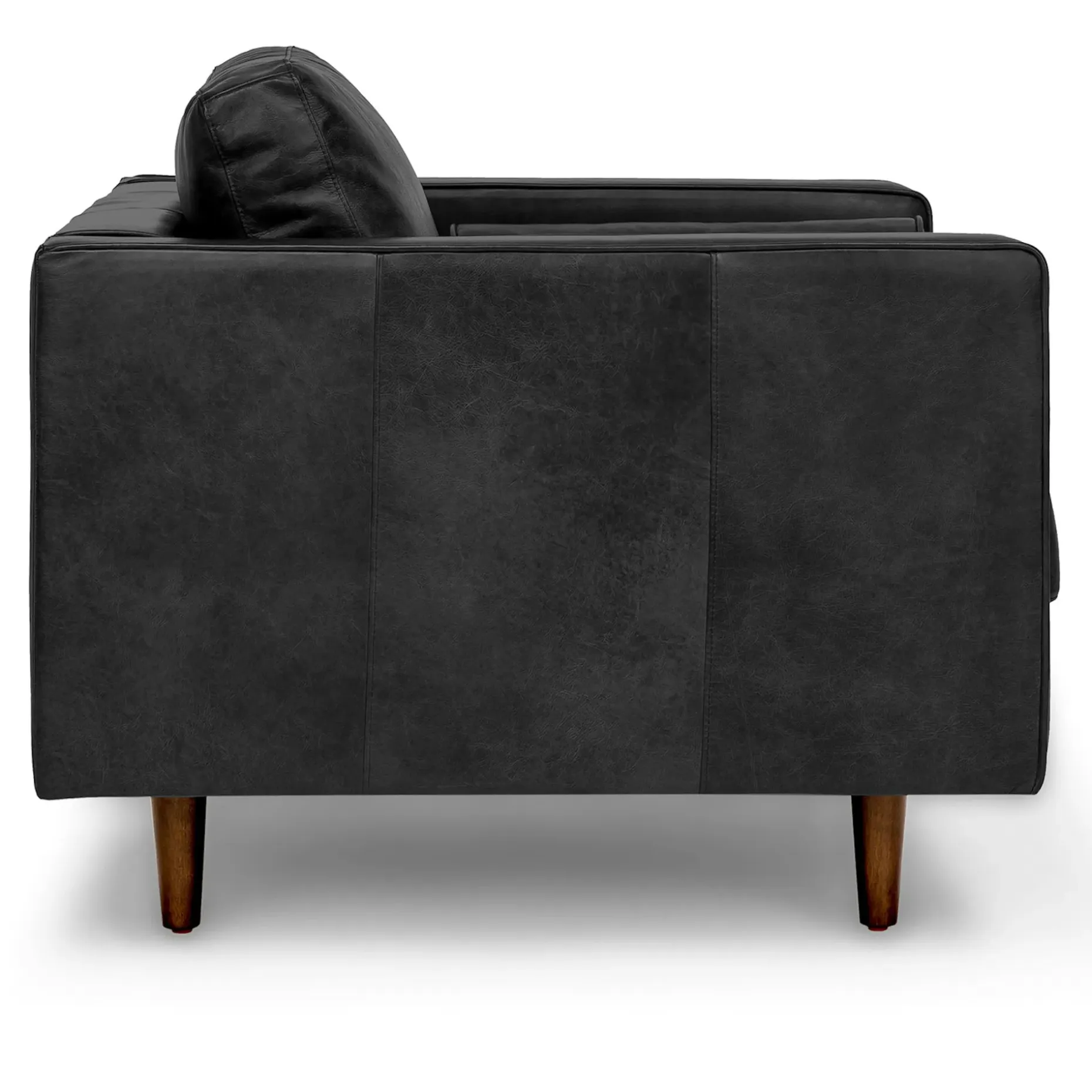 Sven 42" Tufted Leather Lounge Chair - Oxford Black