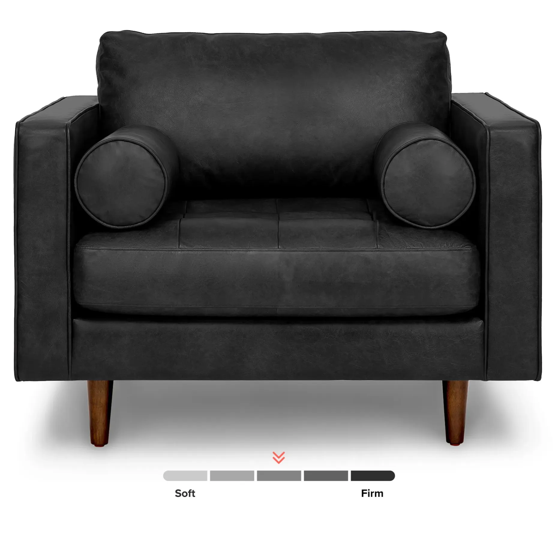 Sven 42" Tufted Leather Lounge Chair - Oxford Black