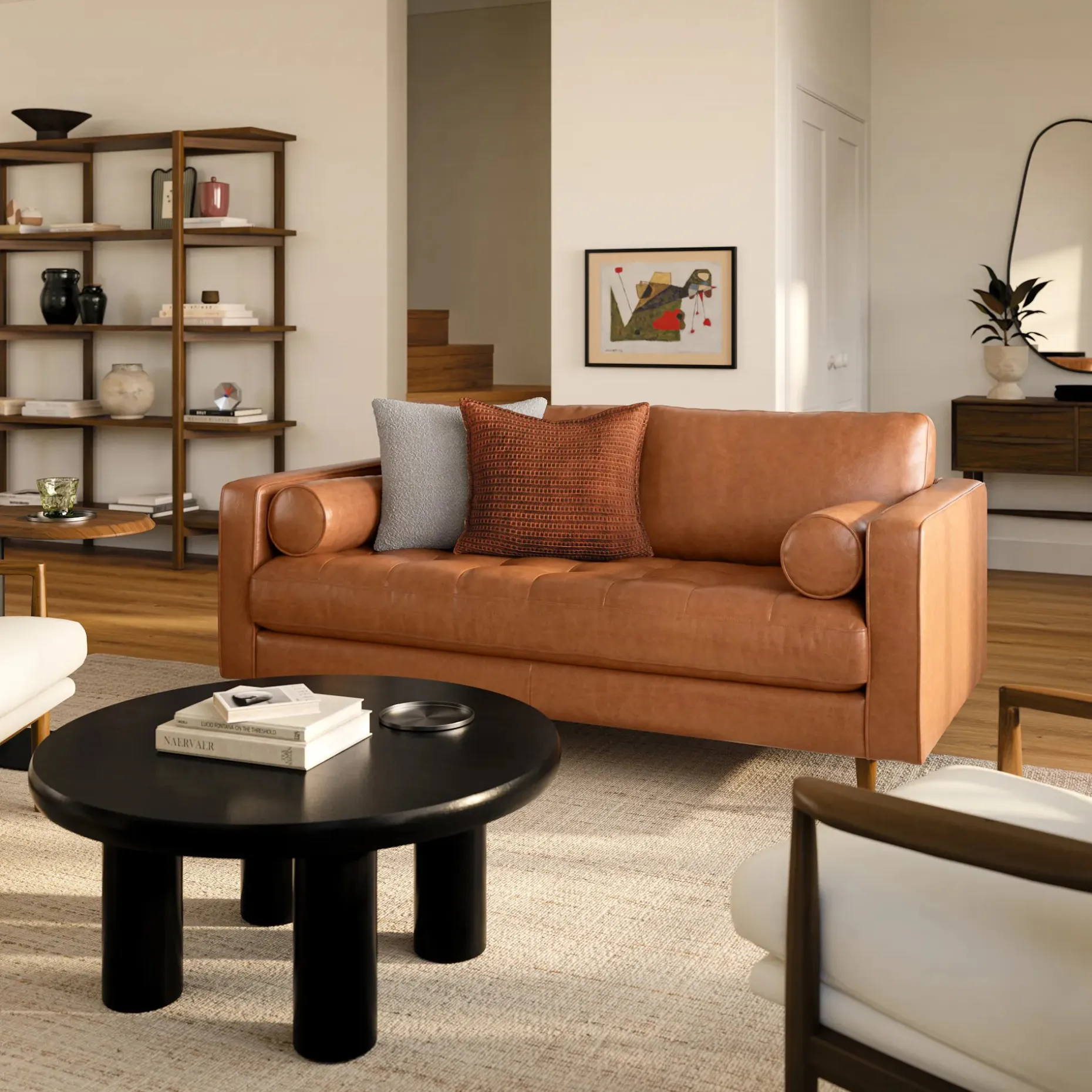 Sven 72" Tufted Leather Loveseat - Salerno Tan