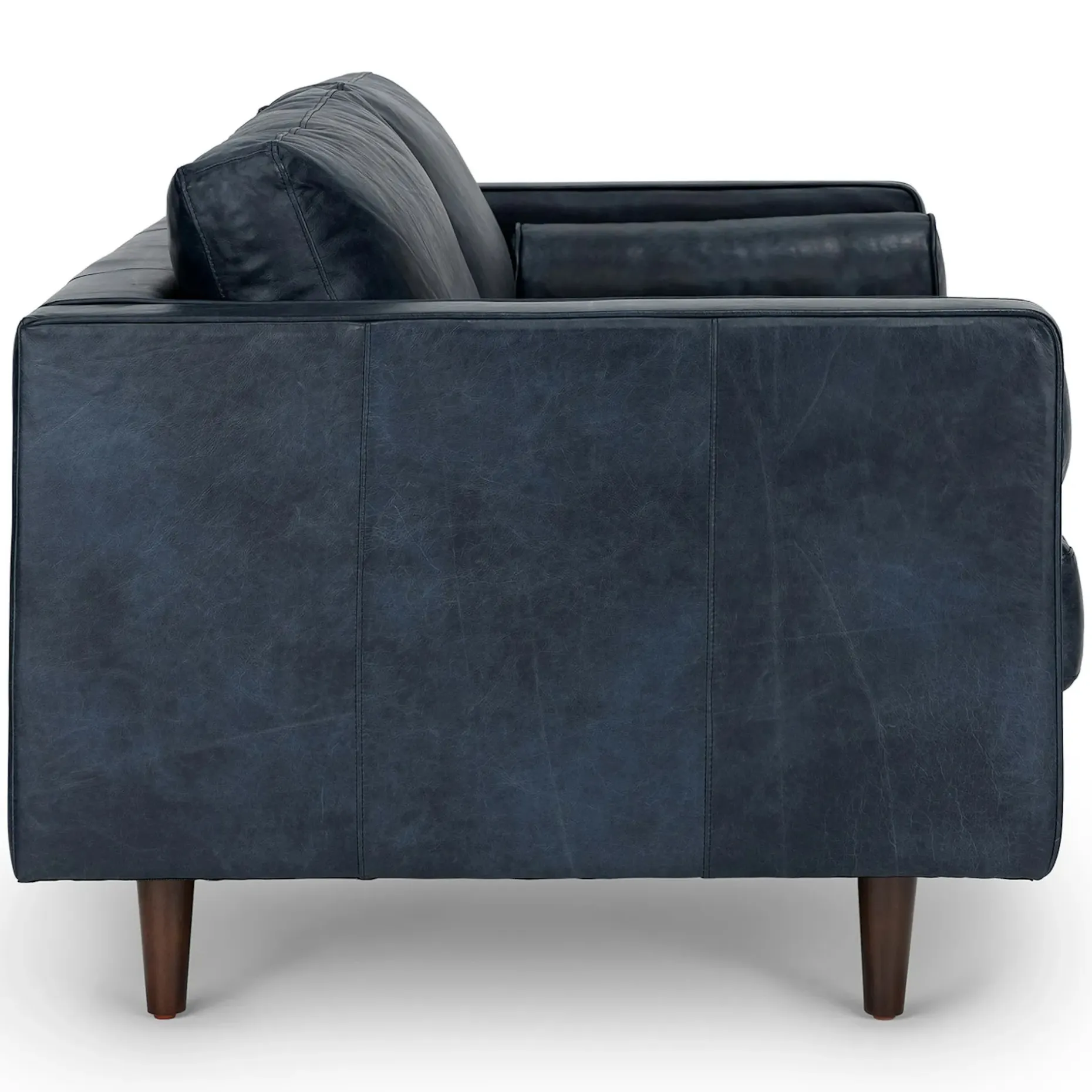 Sven 72" Tufted Leather Loveseat - Oxford Blue