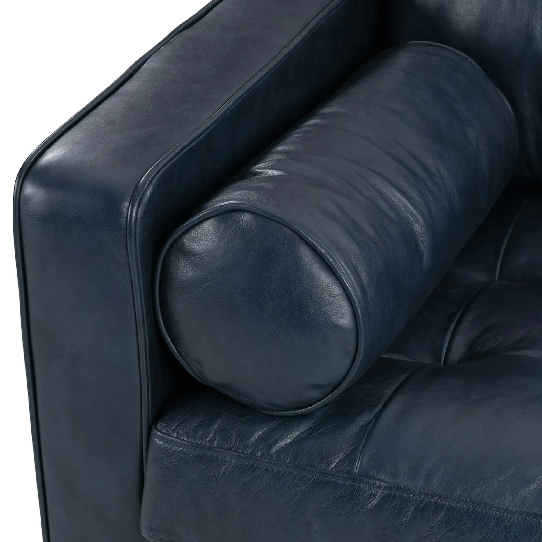 Sven 72" Tufted Leather Loveseat - Oxford Blue