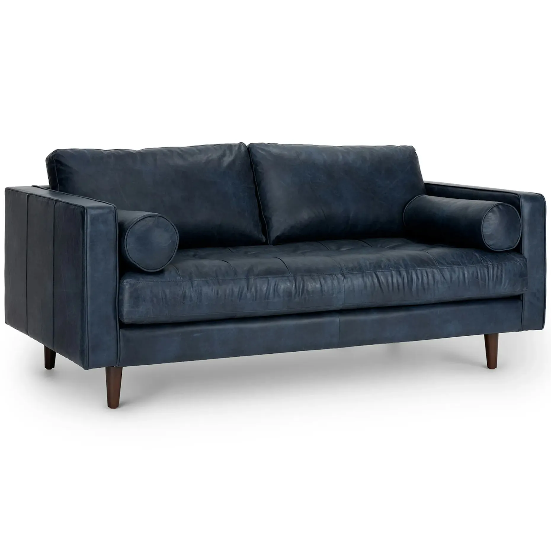 Sven 72" Tufted Leather Loveseat - Oxford Blue