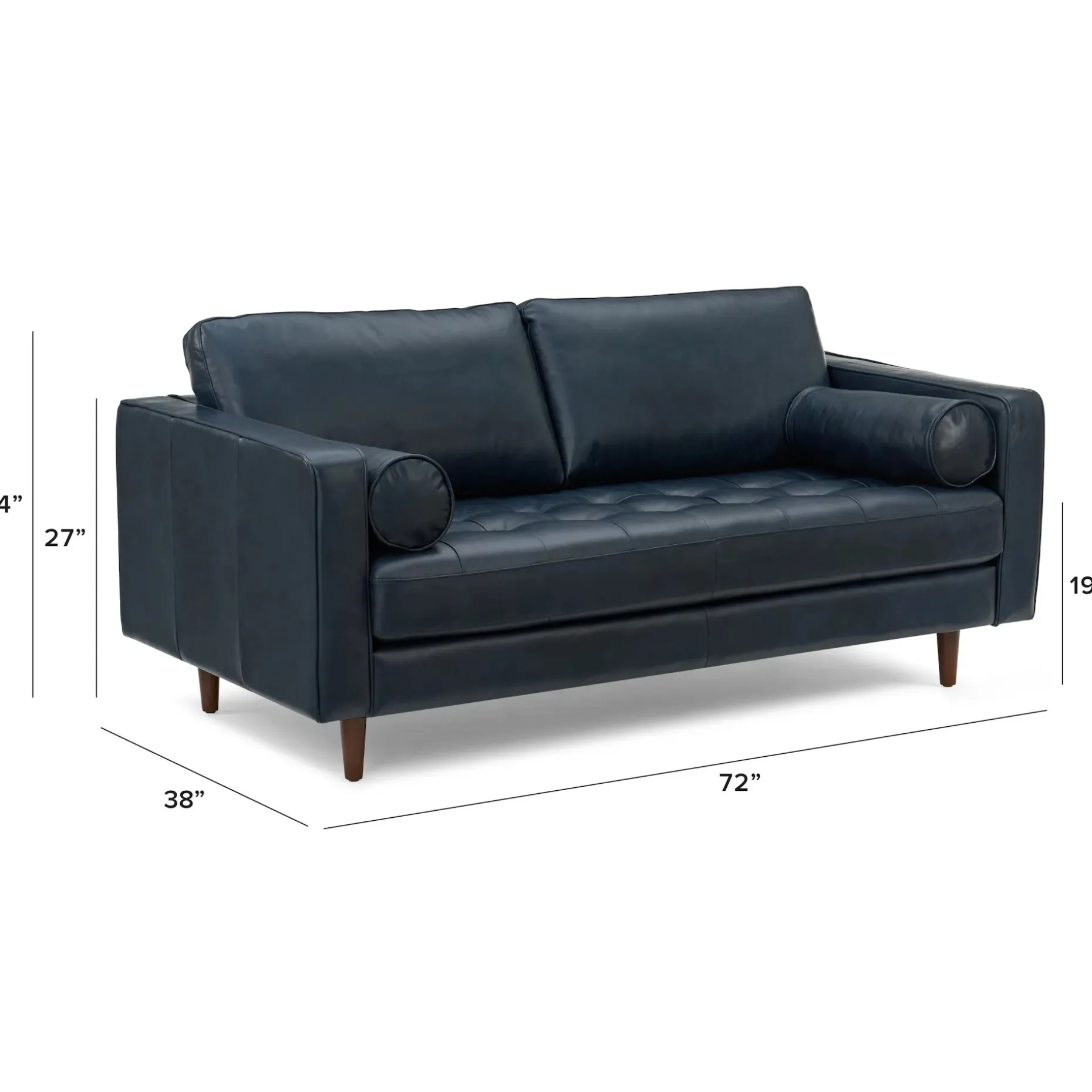 Sven 72" Tufted Leather Loveseat - Oxford Blue