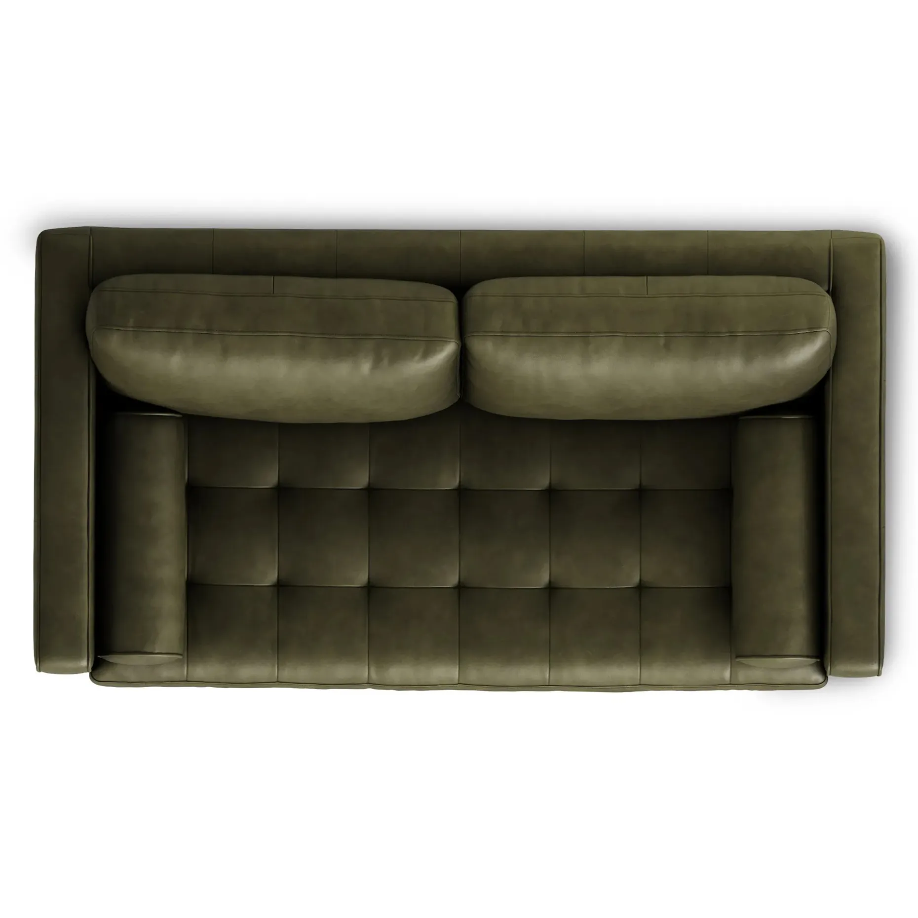 Sven 72" Tufted Leather Loveseat - Charme Green