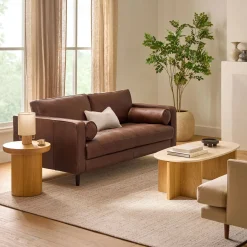 Sven 72" Tufted Leather Loveseat - Taos Brown