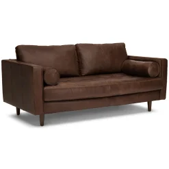 Sven 72" Tufted Leather Loveseat - Charme Chocolat