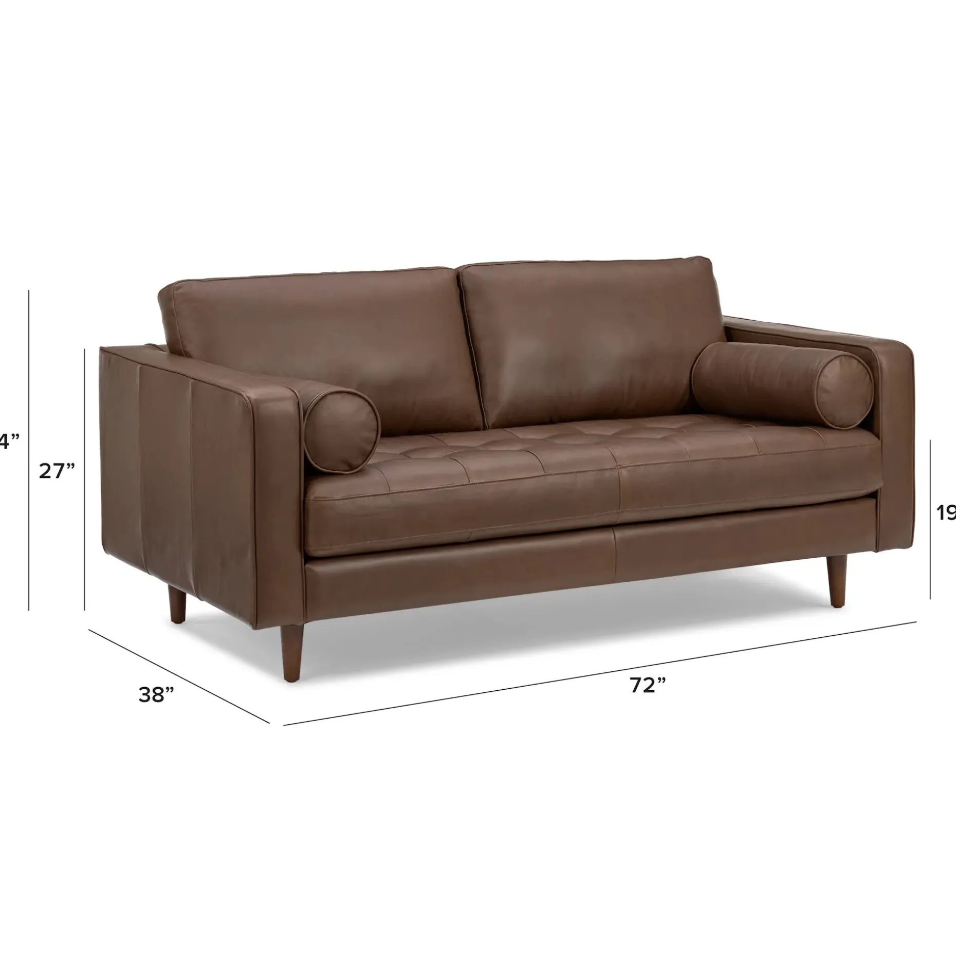 Sven 72" Tufted Leather Loveseat - Charme Chocolat