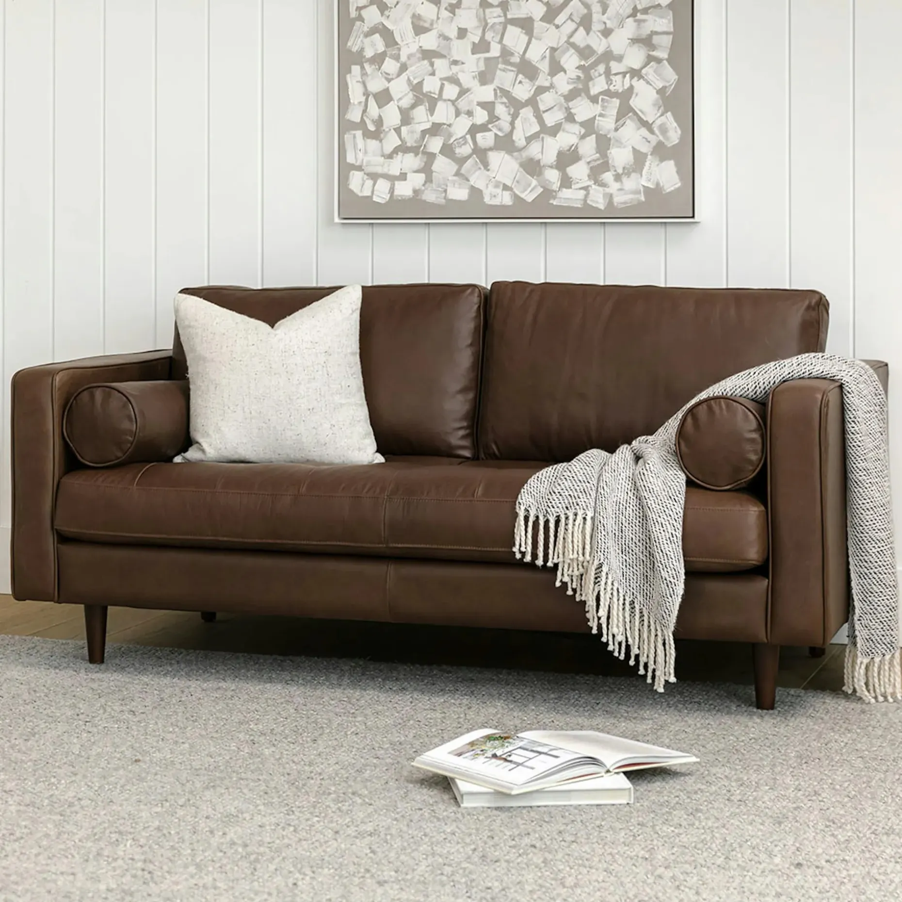 Sven 72" Tufted Leather Loveseat - Charme Chocolat
