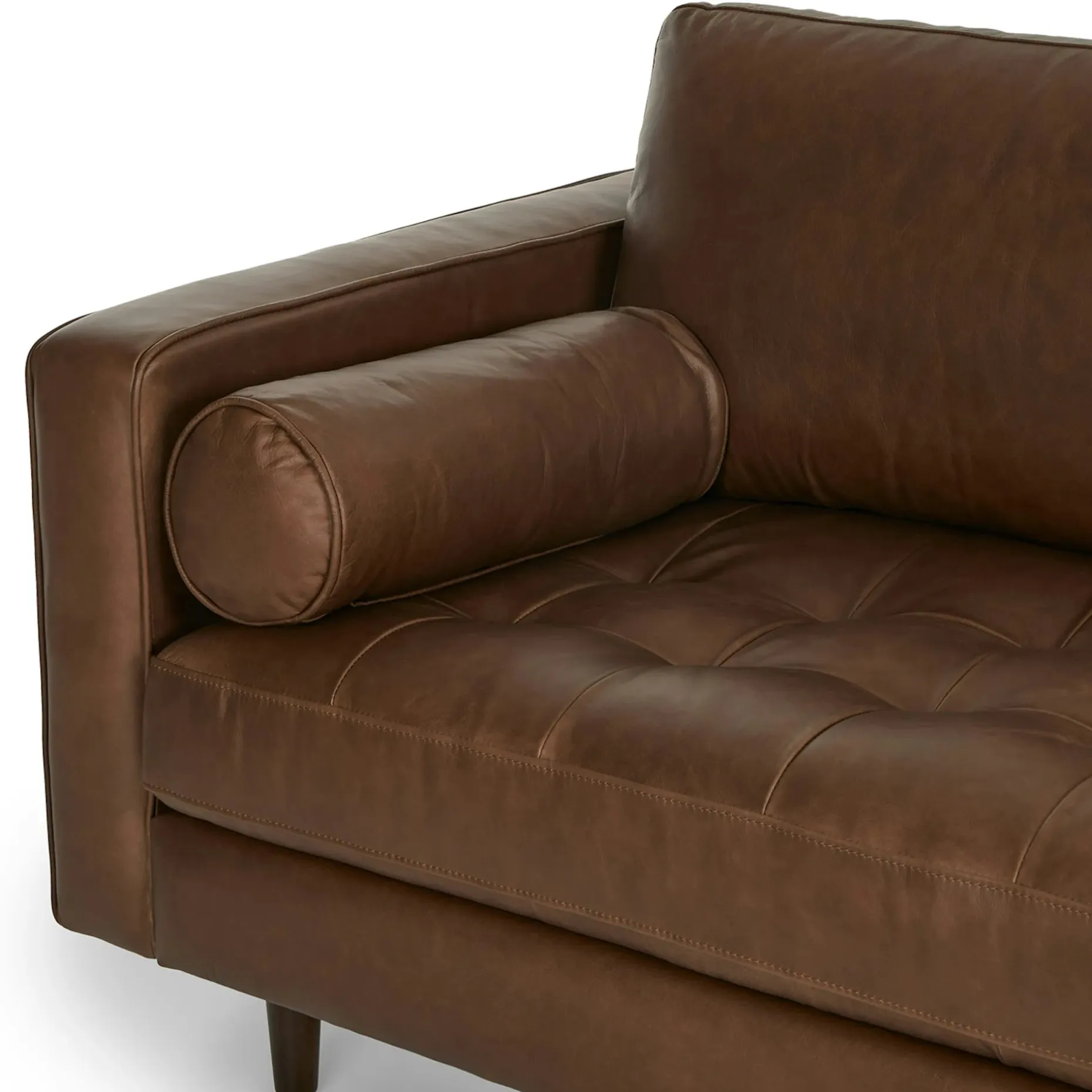 Sven 72" Tufted Leather Loveseat - Charme Chocolat