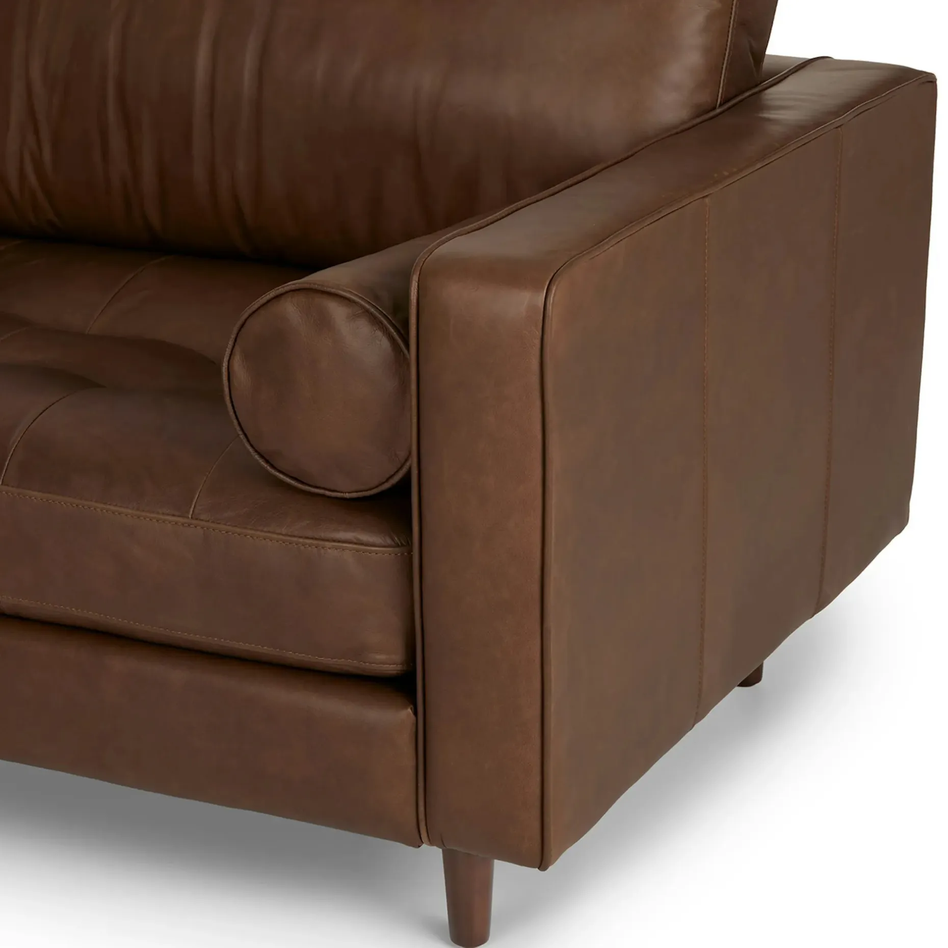 Sven 72" Tufted Leather Loveseat - Charme Chocolat