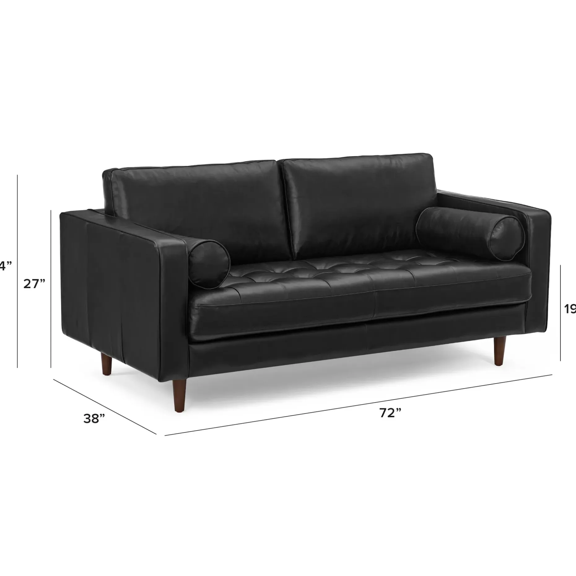Sven 72" Tufted Leather Loveseat - Oxford Black