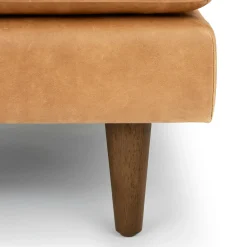 Sven 30" Tufted Leather Ottoman - Charme Tan