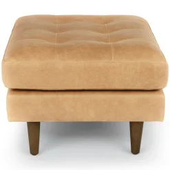 Sven 30" Tufted Leather Ottoman - Charme Tan