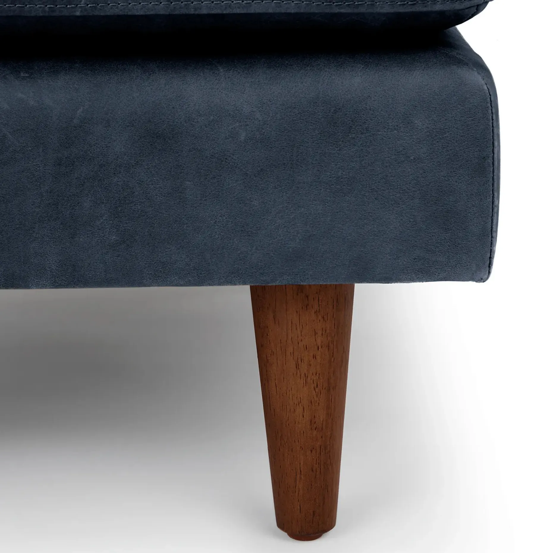 Sven 30" Tufted Leather Ottoman - Oxford Blue