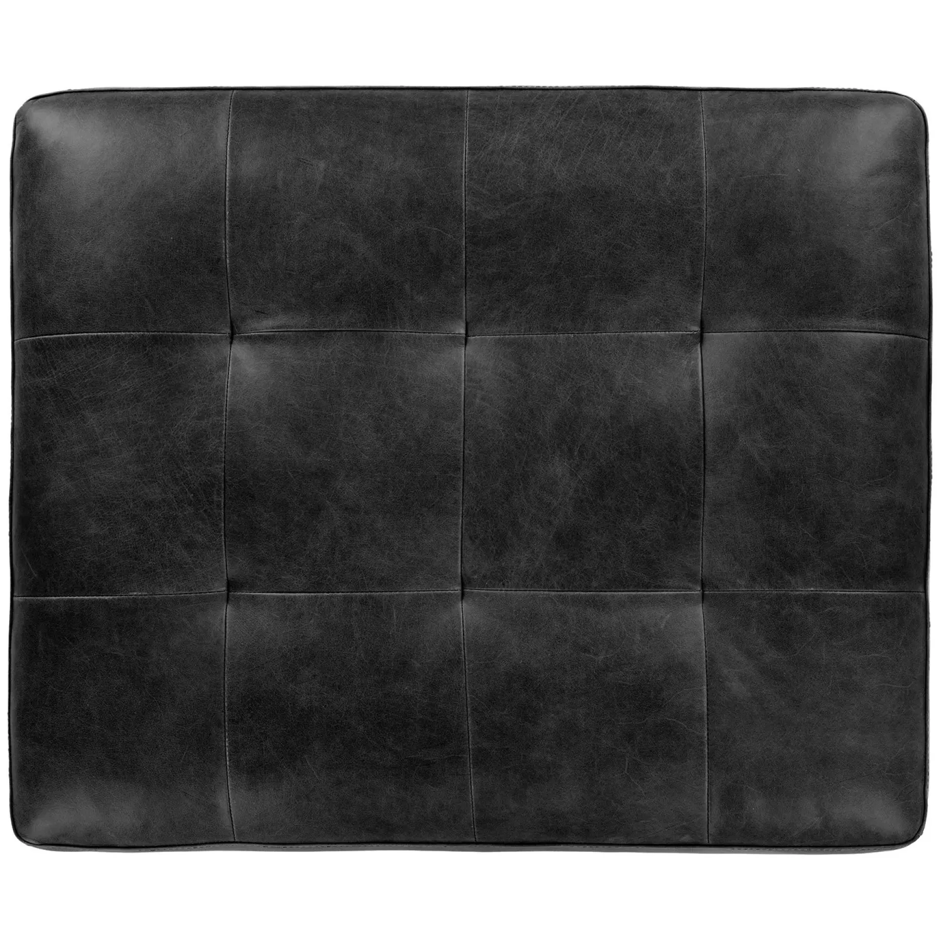 Sven 30" Tufted Leather Ottoman - Oxford Black