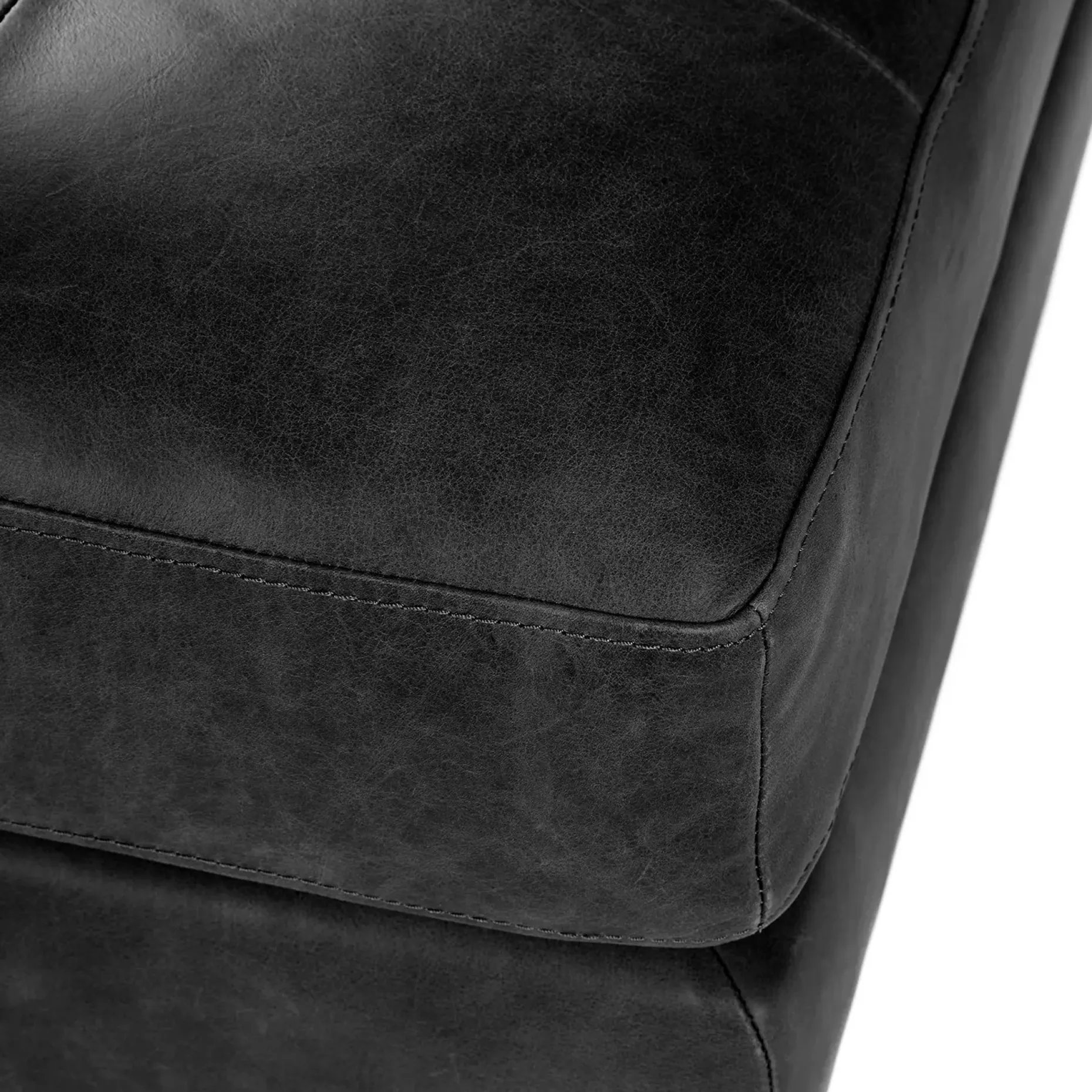 Sven 30" Tufted Leather Ottoman - Oxford Black