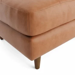 Sven 30" Tufted Leather Ottoman - Salerno Tan