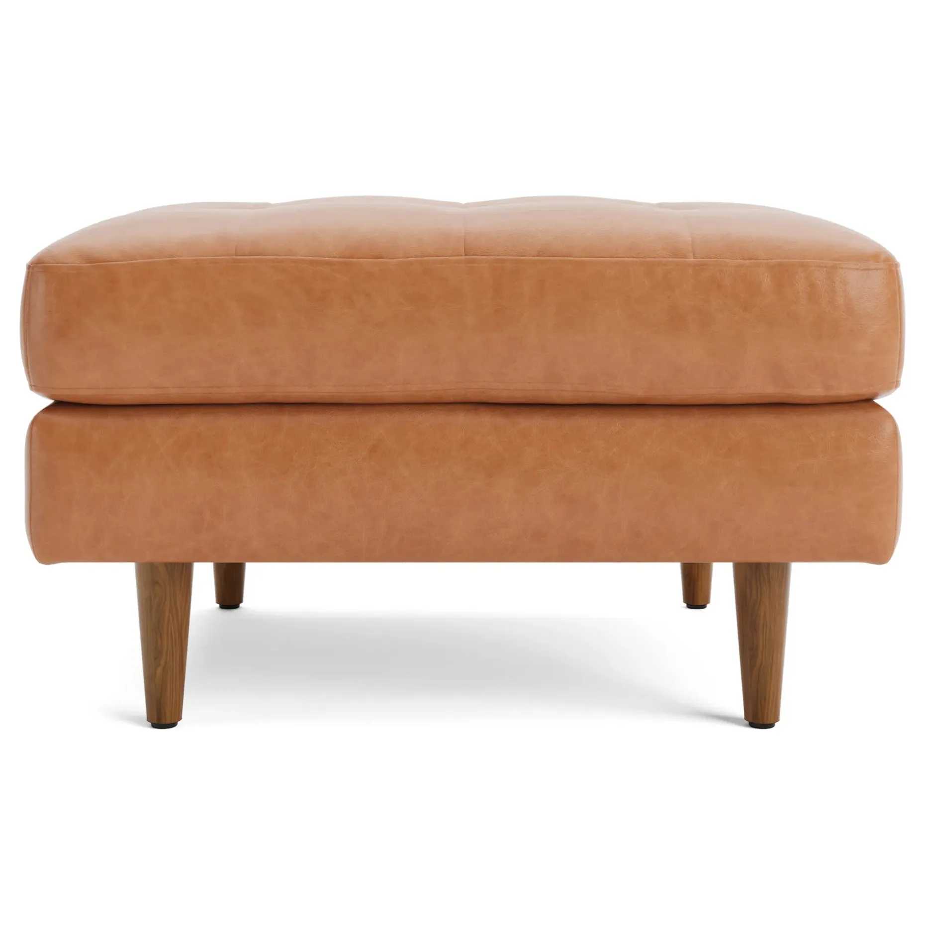 Sven 30" Tufted Leather Ottoman - Salerno Tan