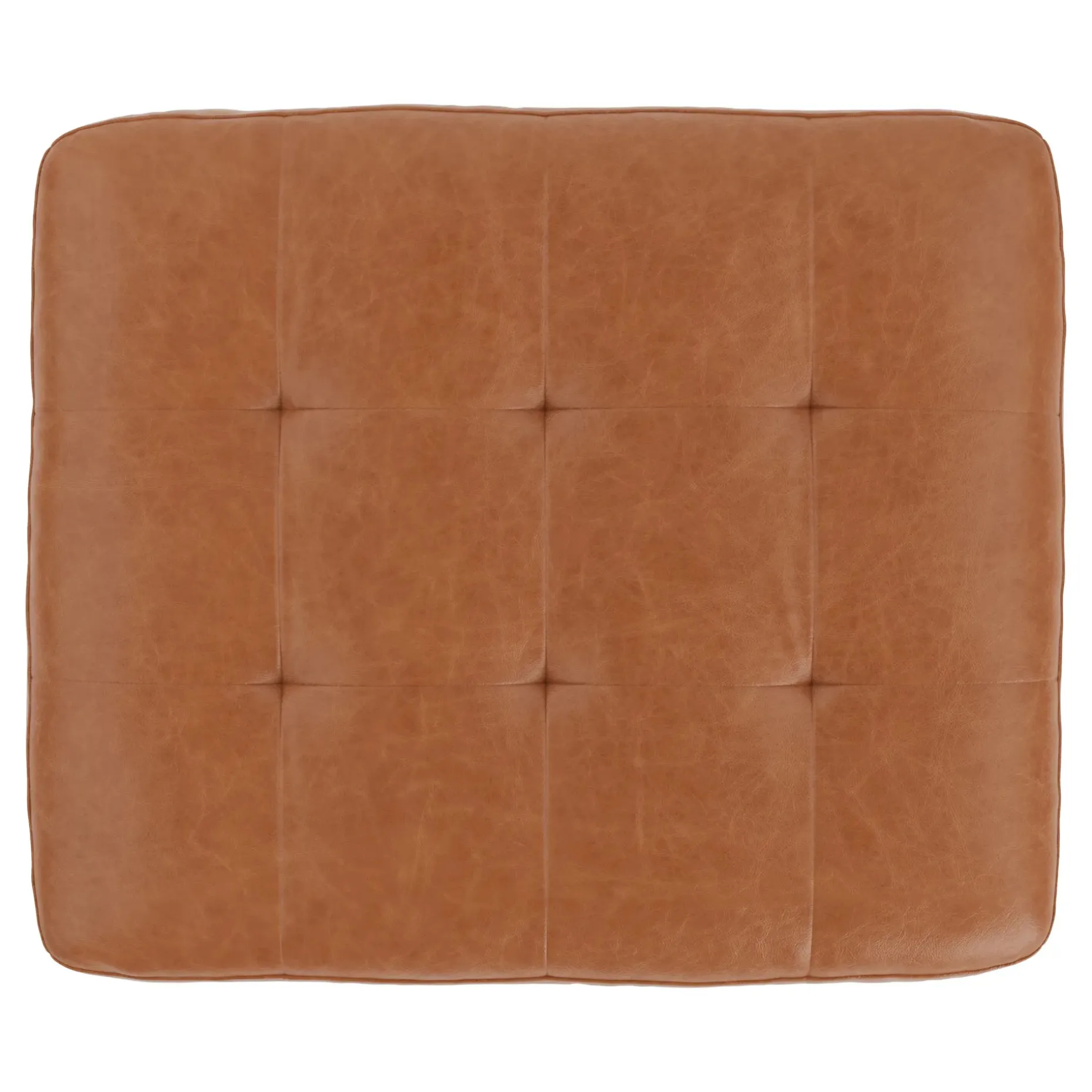 Sven 30" Tufted Leather Ottoman - Salerno Tan
