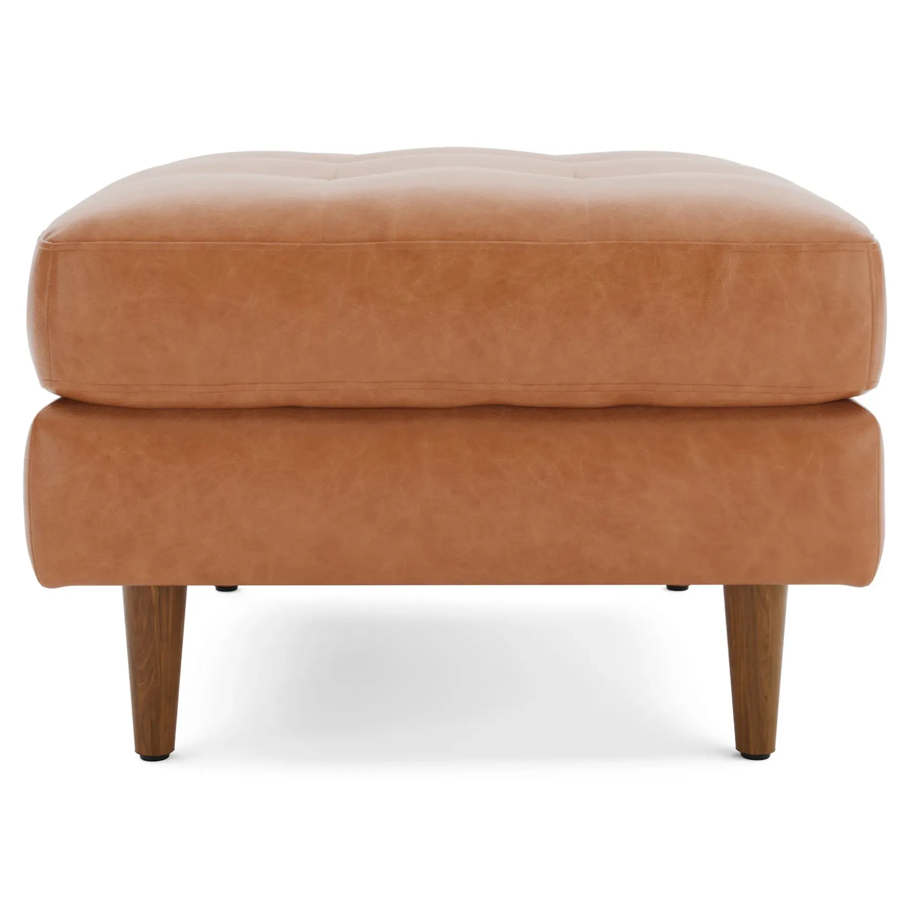 Sven 30" Tufted Leather Ottoman - Salerno Tan