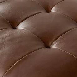 Sven 30" Tufted Leather Ottoman - Taos Brown