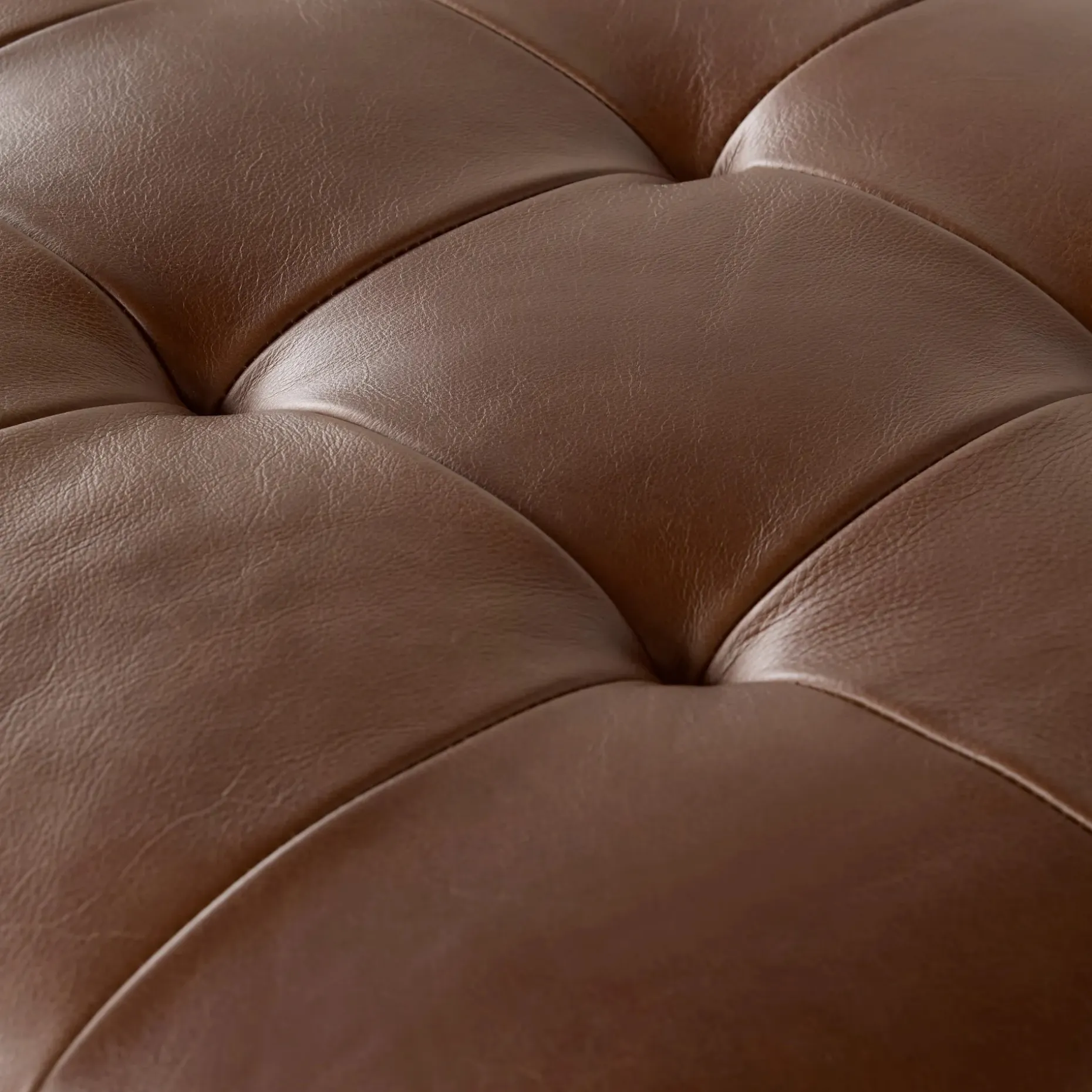 Sven 30" Tufted Leather Ottoman - Taos Brown