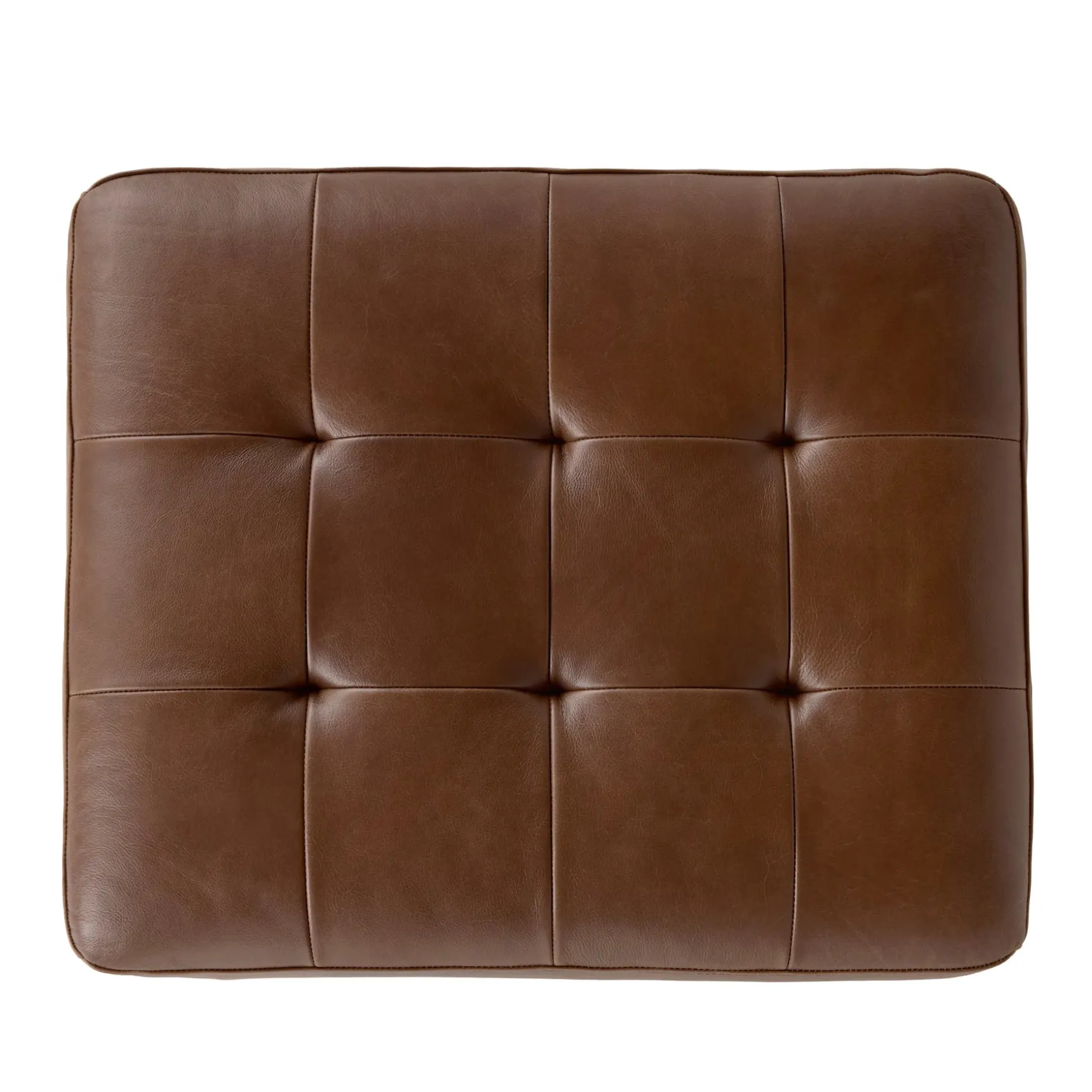 Sven 30" Tufted Leather Ottoman - Taos Brown
