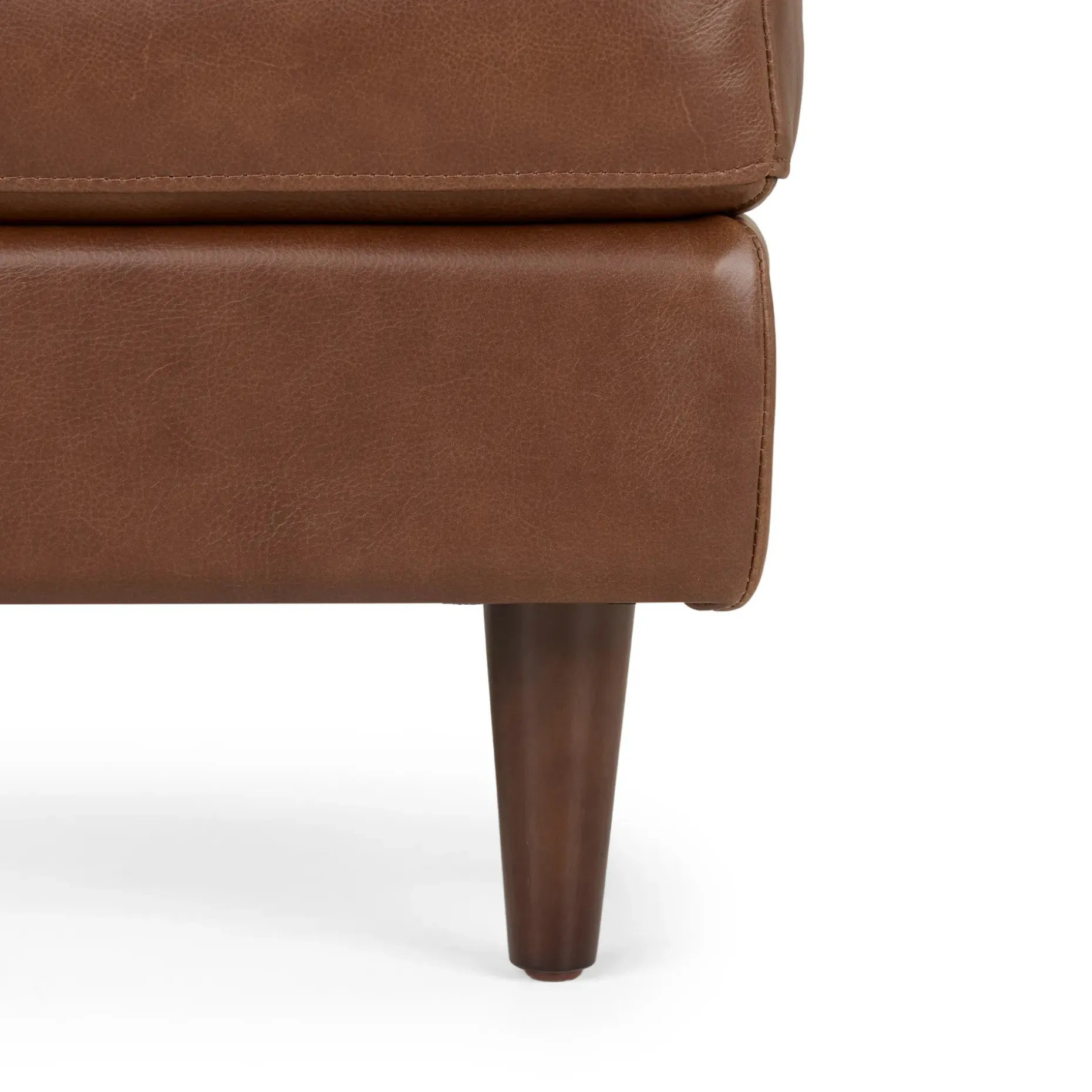 Sven 30" Tufted Leather Ottoman - Taos Brown