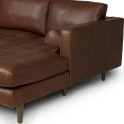 Sven 100" Tufted Leather Right Sectional - Charme Chocolat