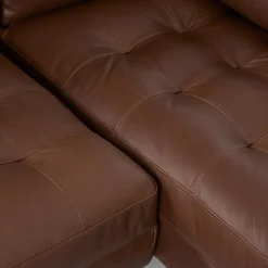Sven 100" Tufted Leather Right Sectional - Charme Chocolat