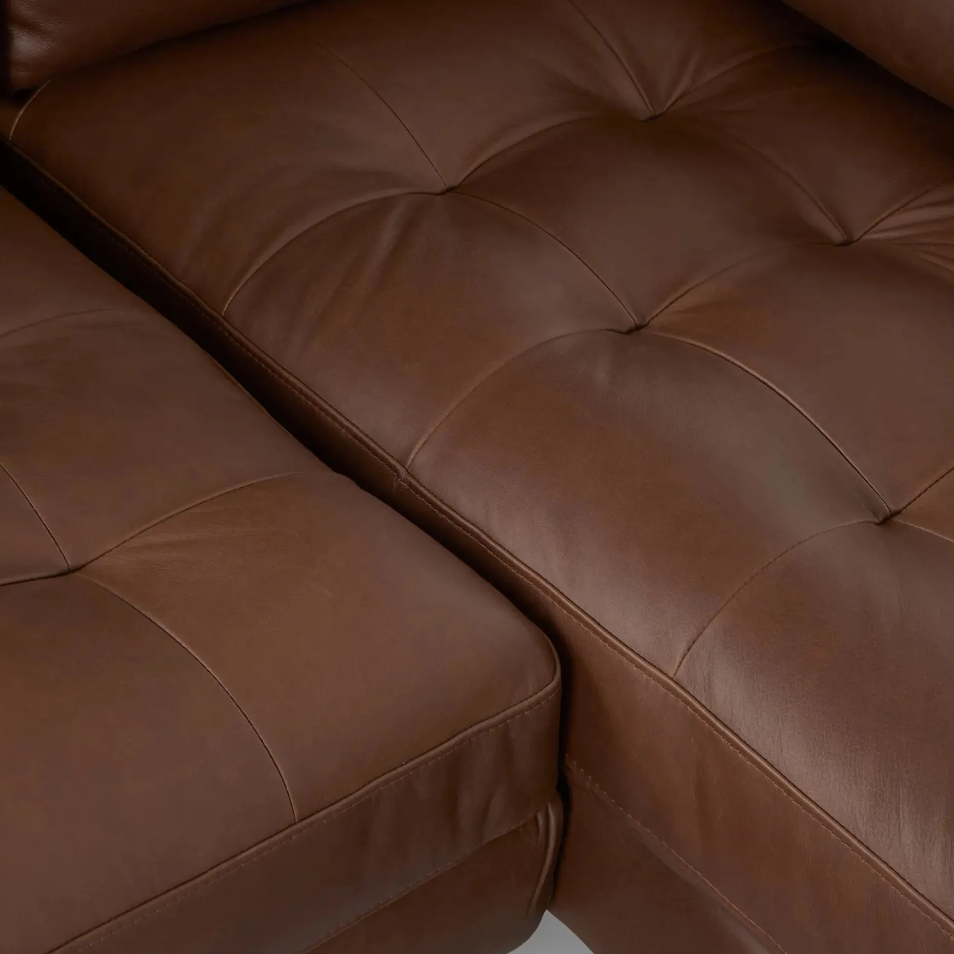 Sven 100" Tufted Leather Right Sectional - Charme Chocolat