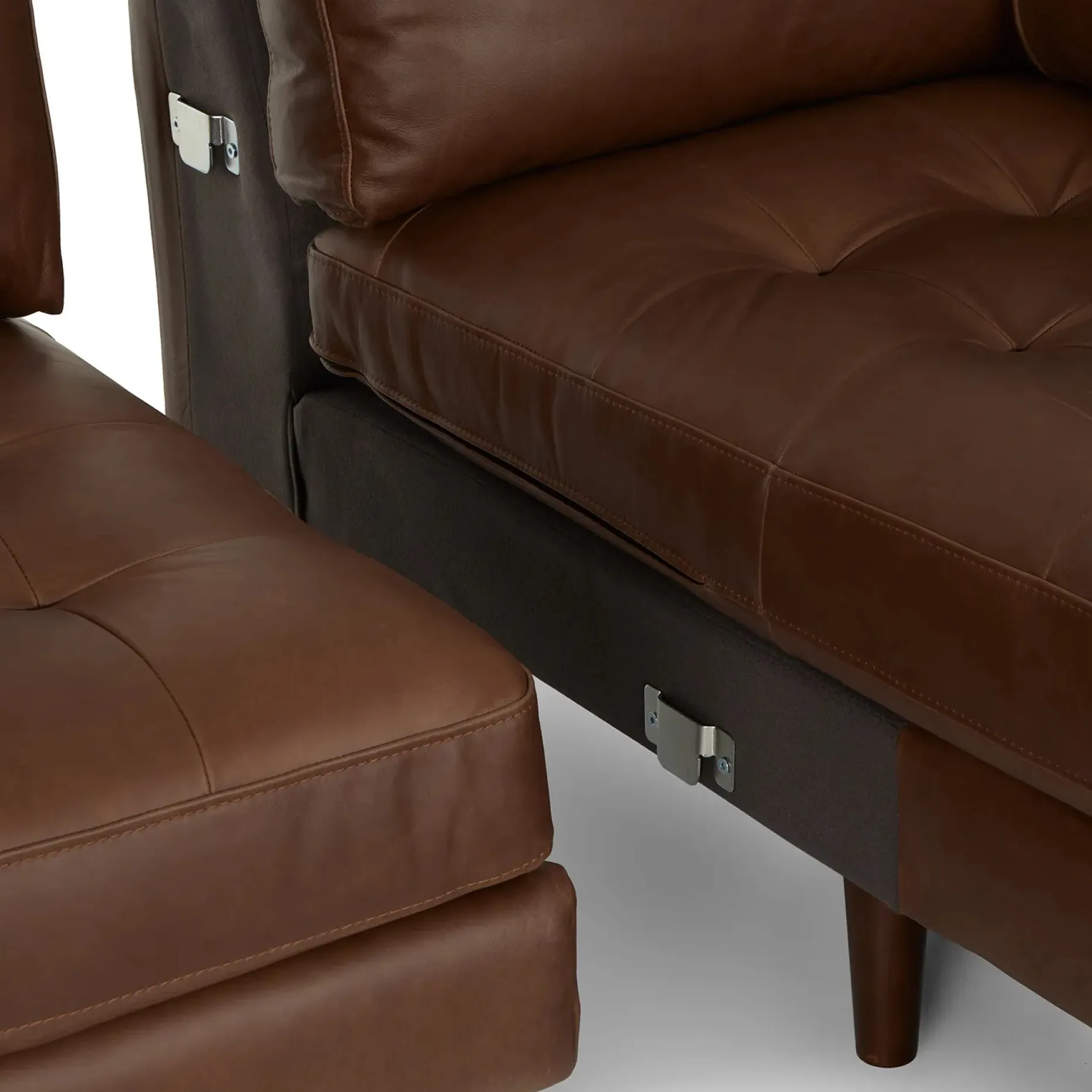 Sven 100" Tufted Leather Right Sectional - Charme Chocolat