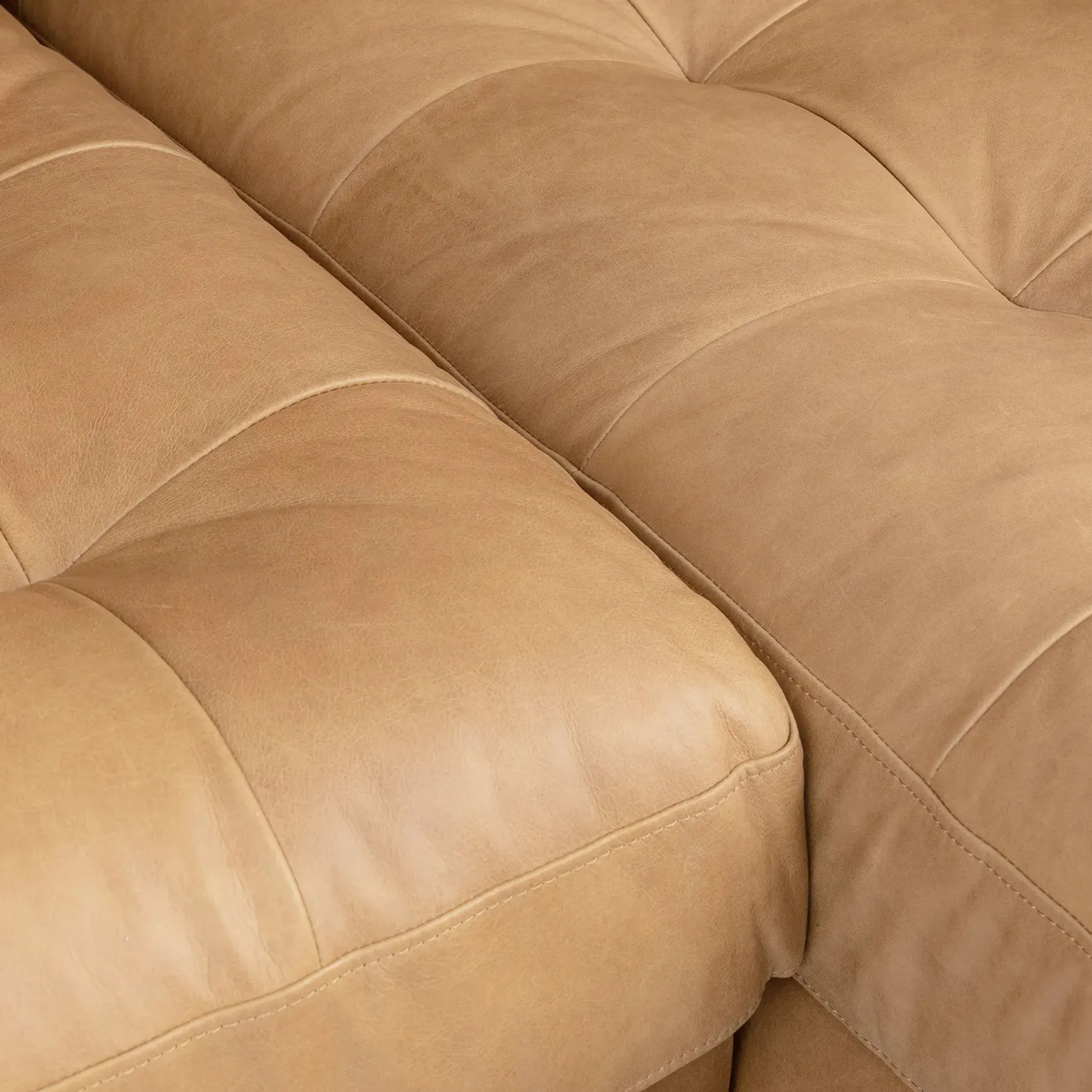 Sven 100" Tufted Leather Right Sectional - Charme Tan