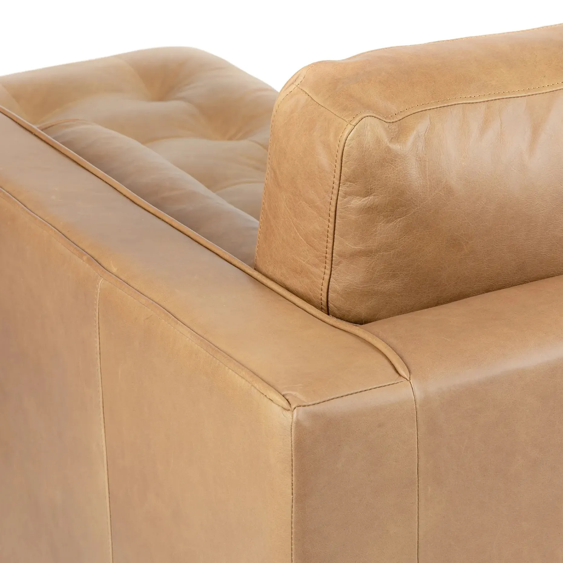 Sven 100" Tufted Leather Right Sectional - Charme Tan