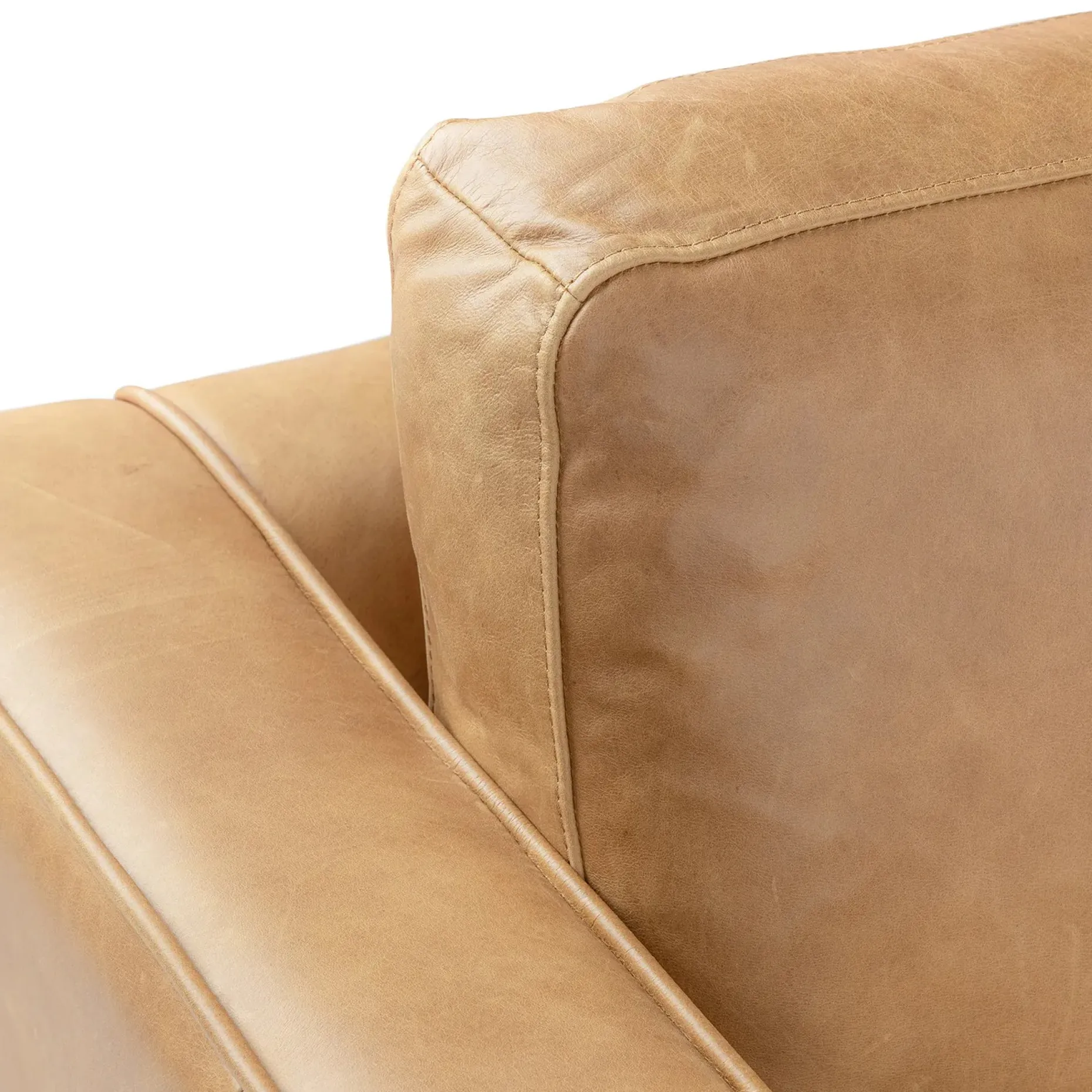 Sven 100" Tufted Leather Right Sectional - Charme Tan