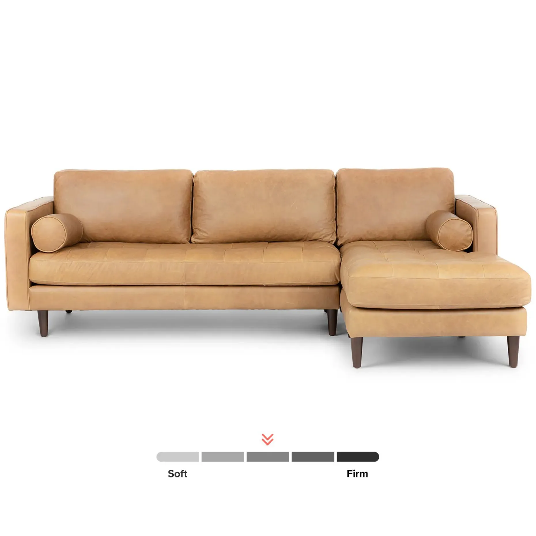 Sven 100" Tufted Leather Right Sectional - Charme Tan