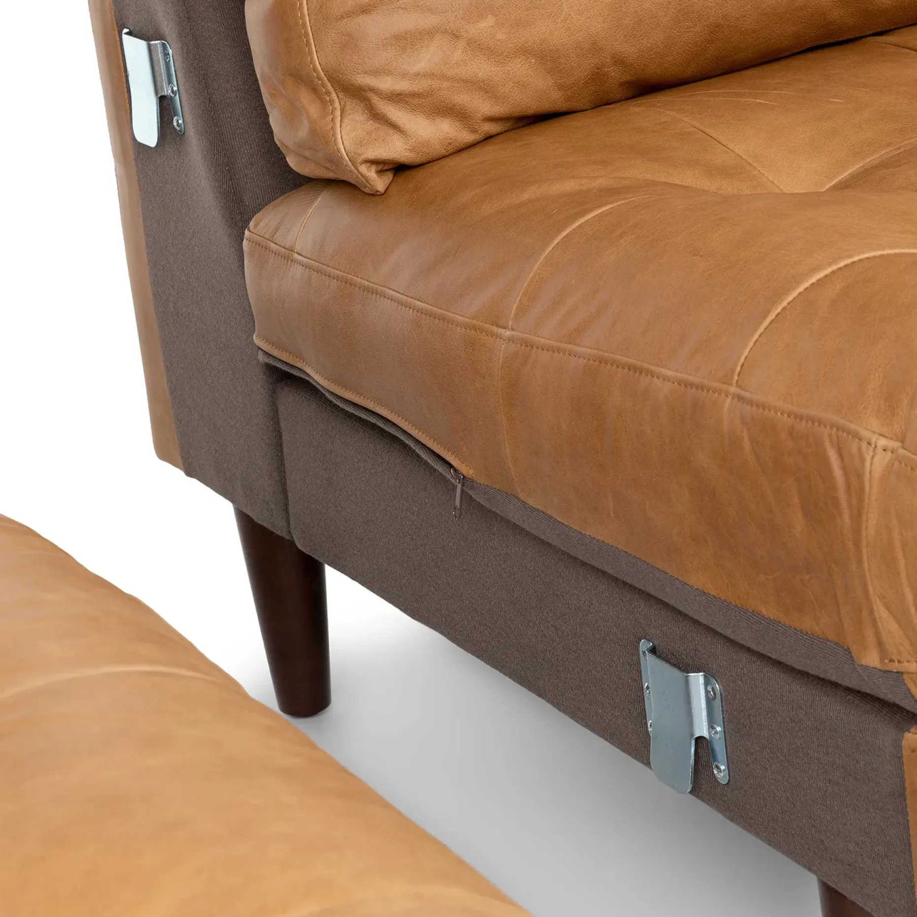 Sven 100" Tufted Leather Right Sectional - Charme Tan